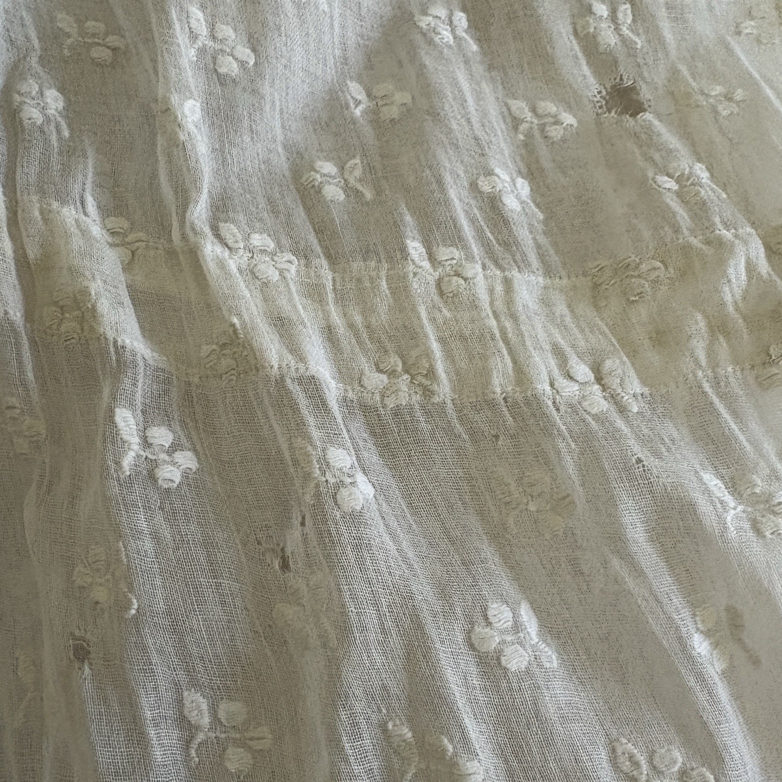 Antique 1800’s White Lace Women’s 42 In Long Skirt W/ Pocket Tiered Ruffles VTG