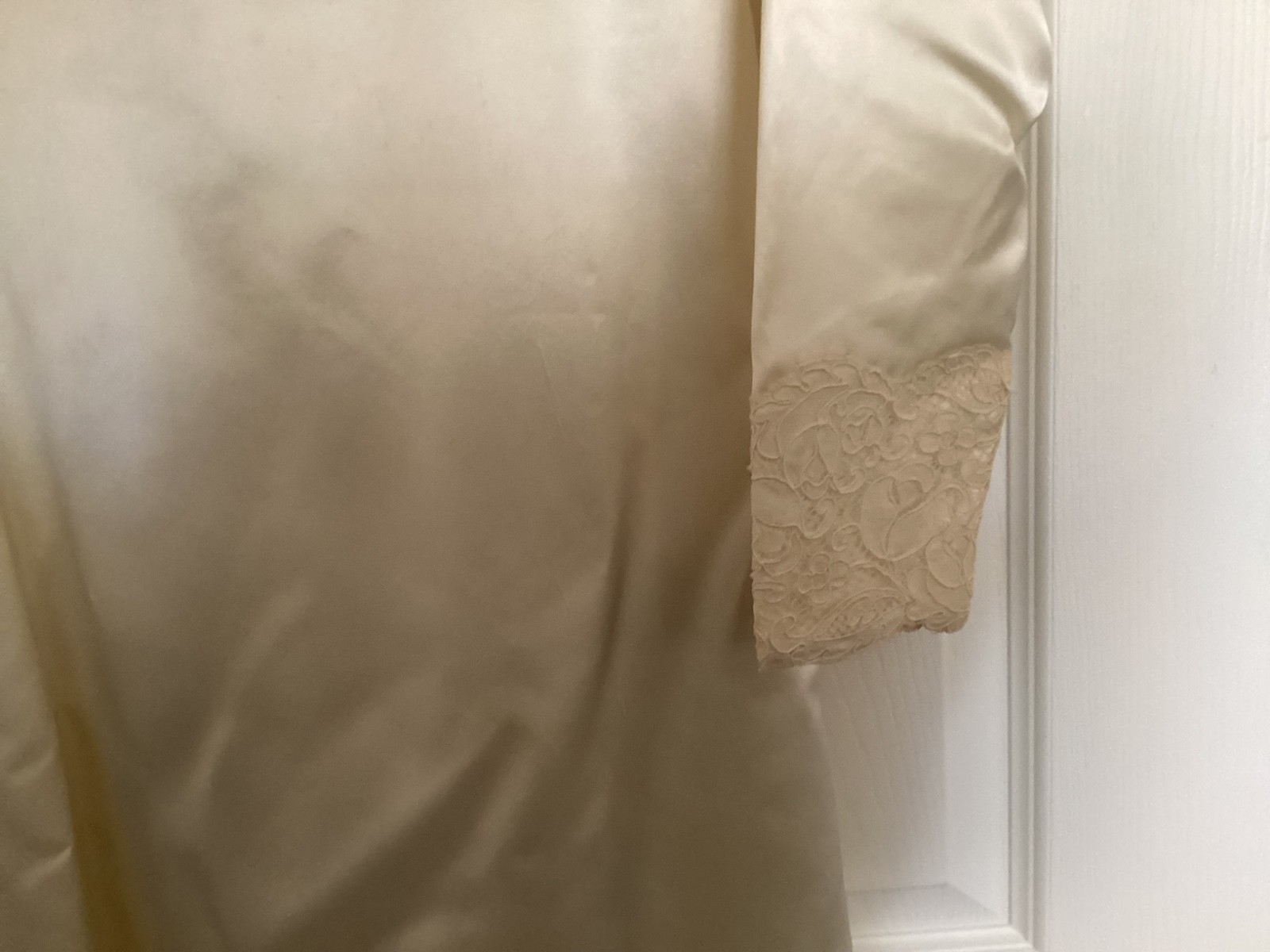 Vtg 60’s Satin Ivory Wedding Gown Dress Edythe Vincent Alfred Angelo Sz S
