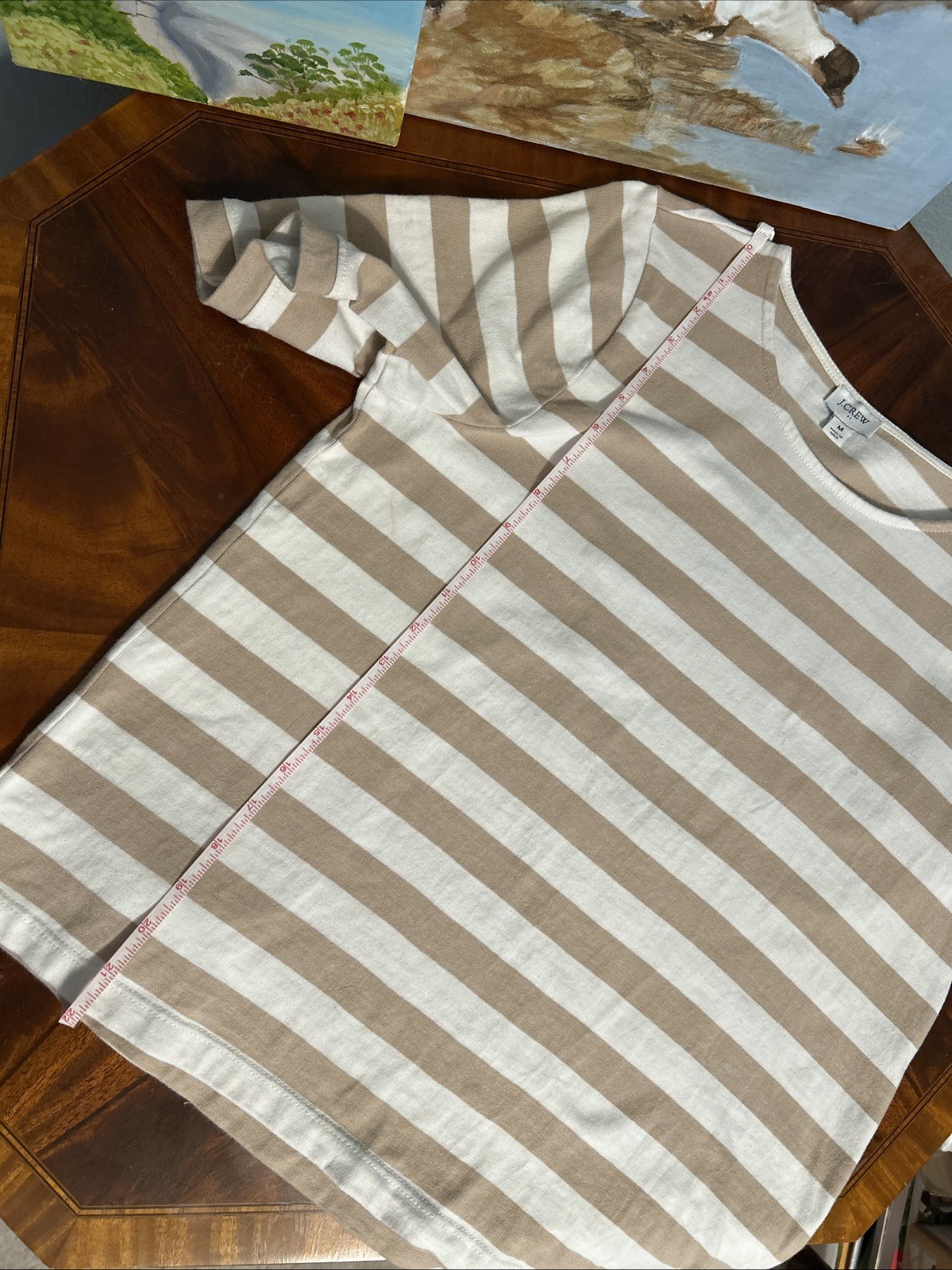 J. Crew Heavy Cotton Striped T-Shirt With Gold Buttons Size Medium