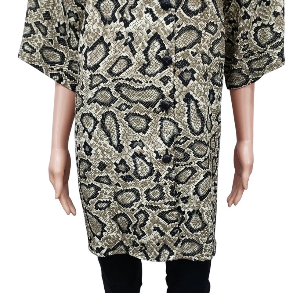 Vintage Truffles Top Blouse Snake Animal Print Made in USA Button down Plus 2X