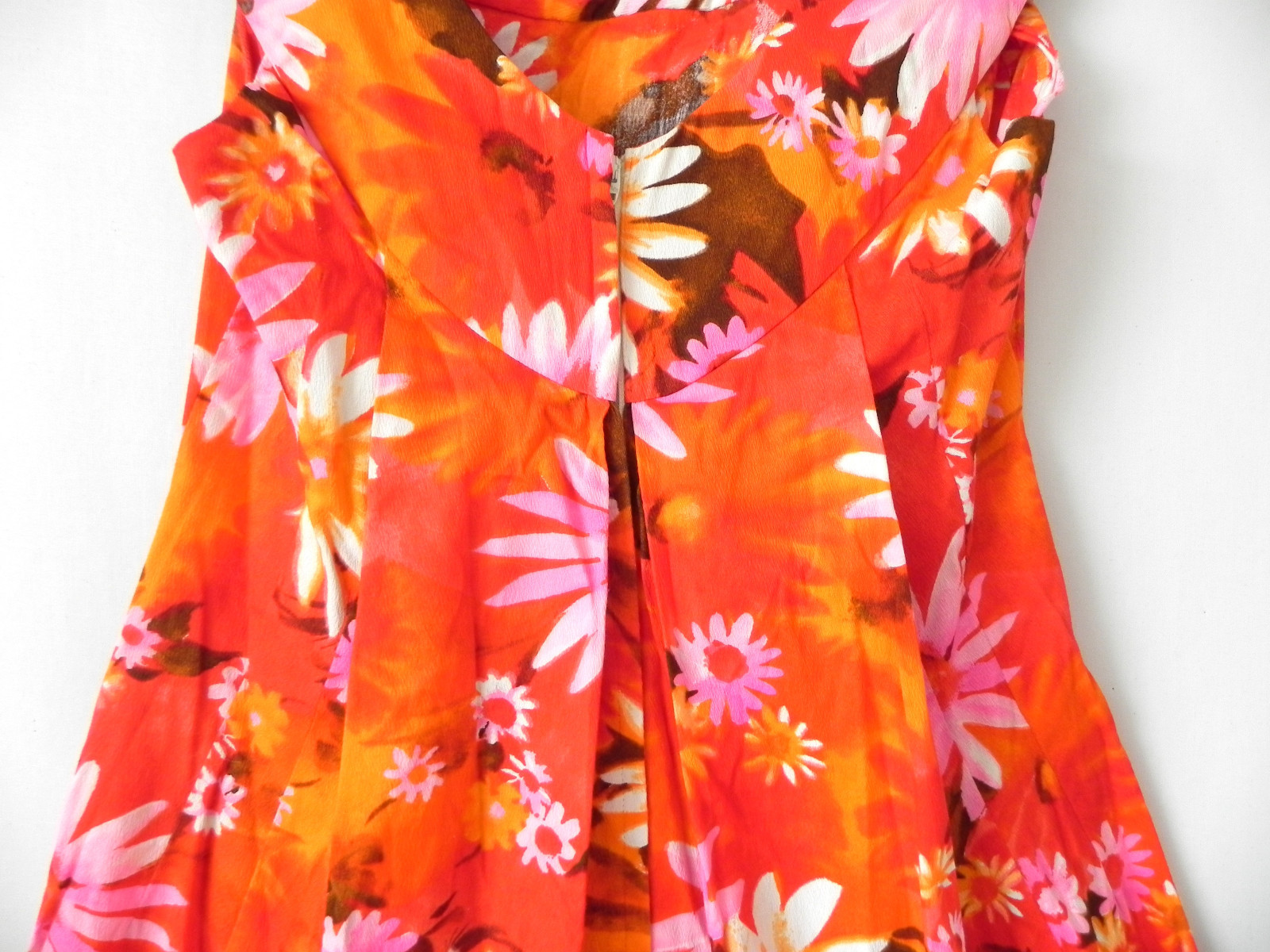 Vtg Sample Shop Waikiki Hawaii Maxi Dress Vibrant Color Floral Flared Size S