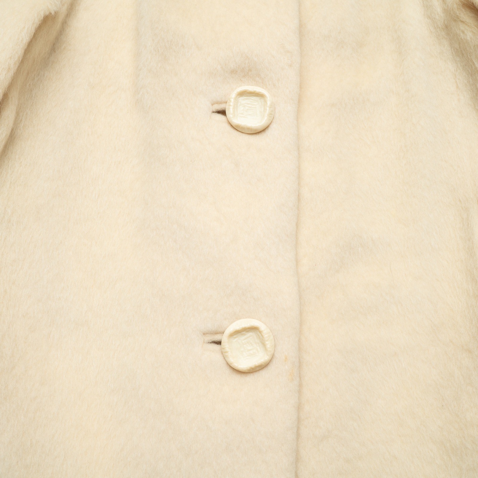 Vintage 50s Womens Pea Coat Rabbit Fur Collar Mohair Jacket Button Up Mod
