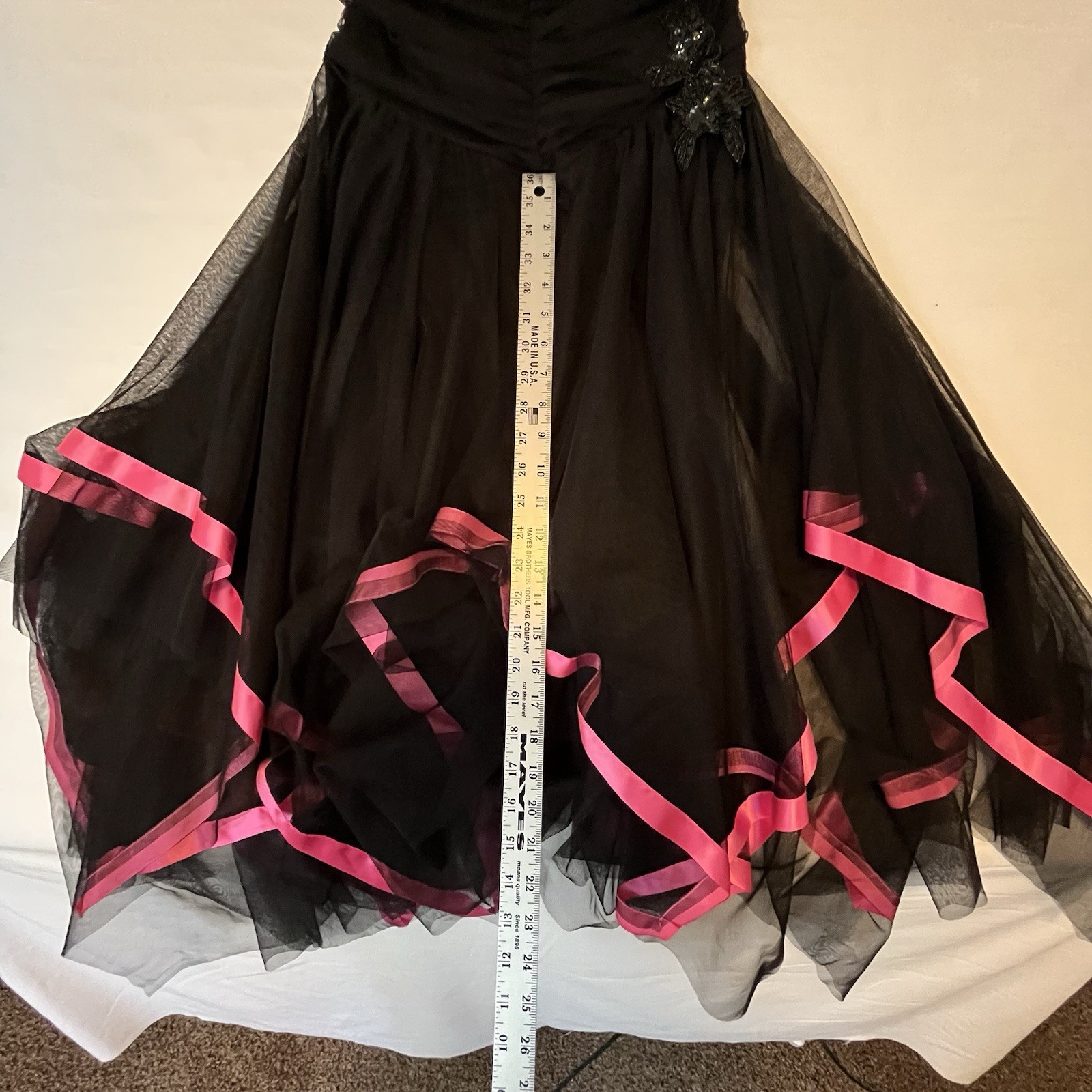 Vtg Kiki Dress Women’s Large Black Pink Satin Fairy Whimsigoth Ruching Y2K USA