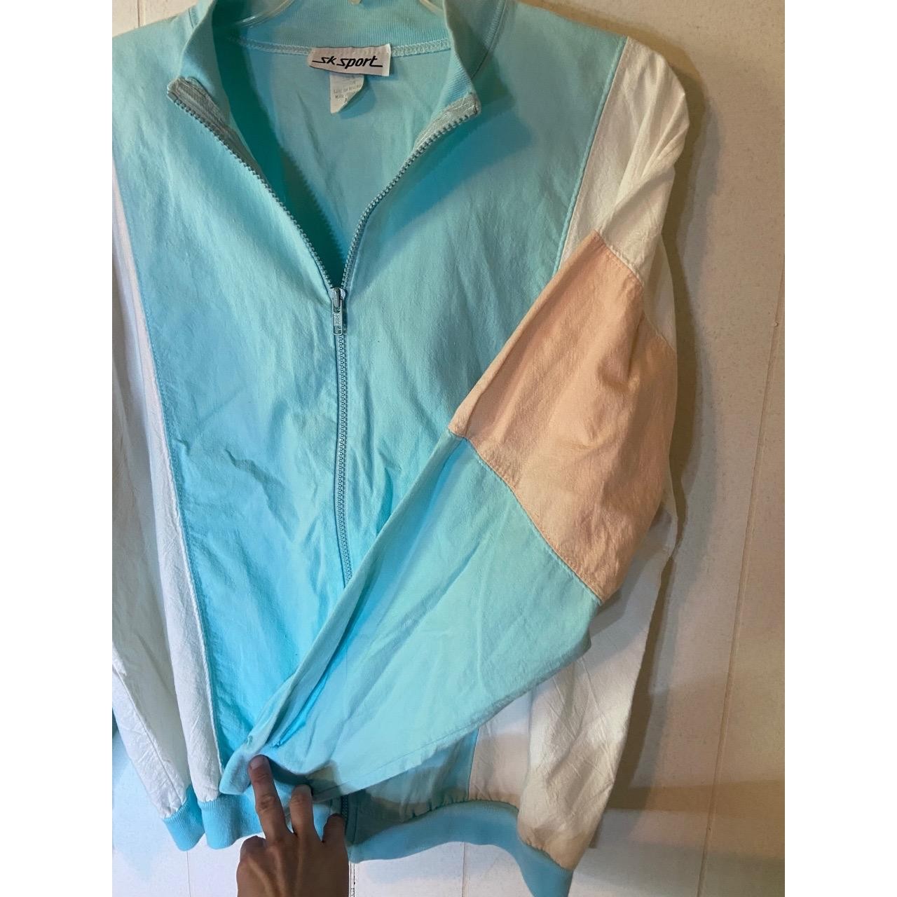 SK Sport Womens Medium Multi-Color 80s Vintage Windbreaker Full Zip Retro Sporty