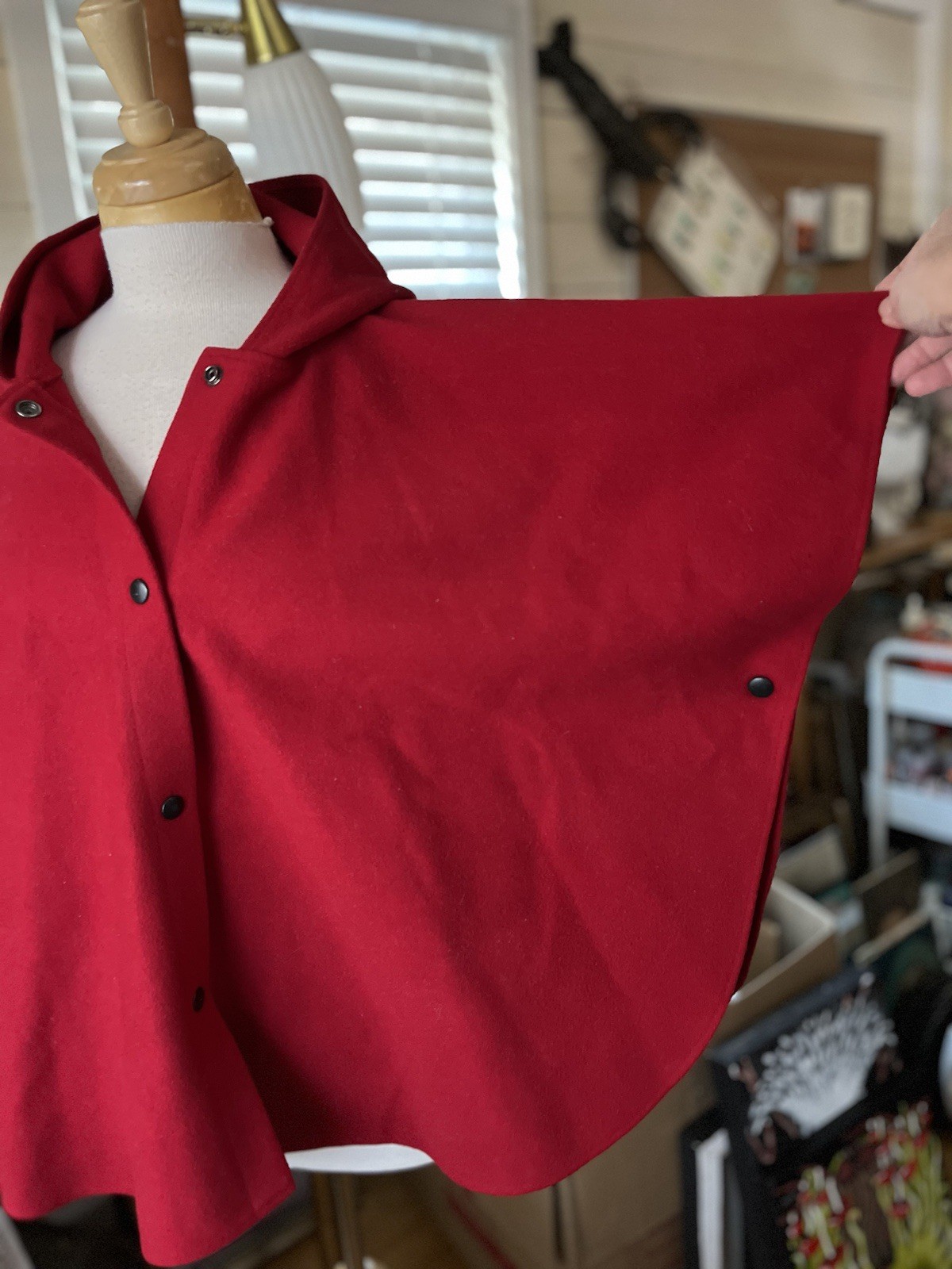 Vintage Coloratura Red Wool Cape Coat Hood Red Riding Hood