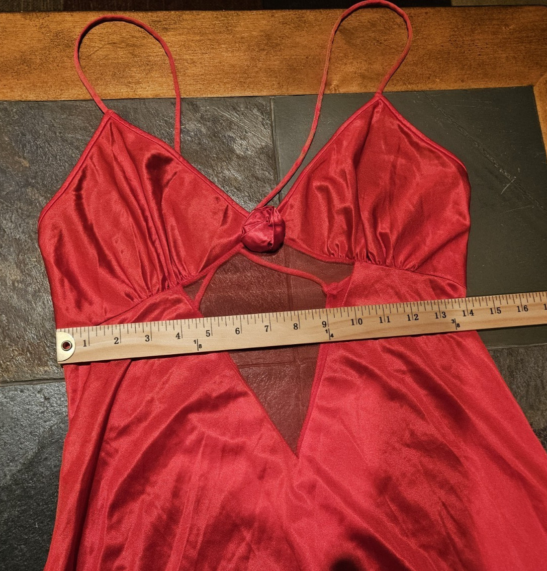 Vintage Jenelle of Hollywood L Red Nightgown Lingerie Classic Romance Glamour