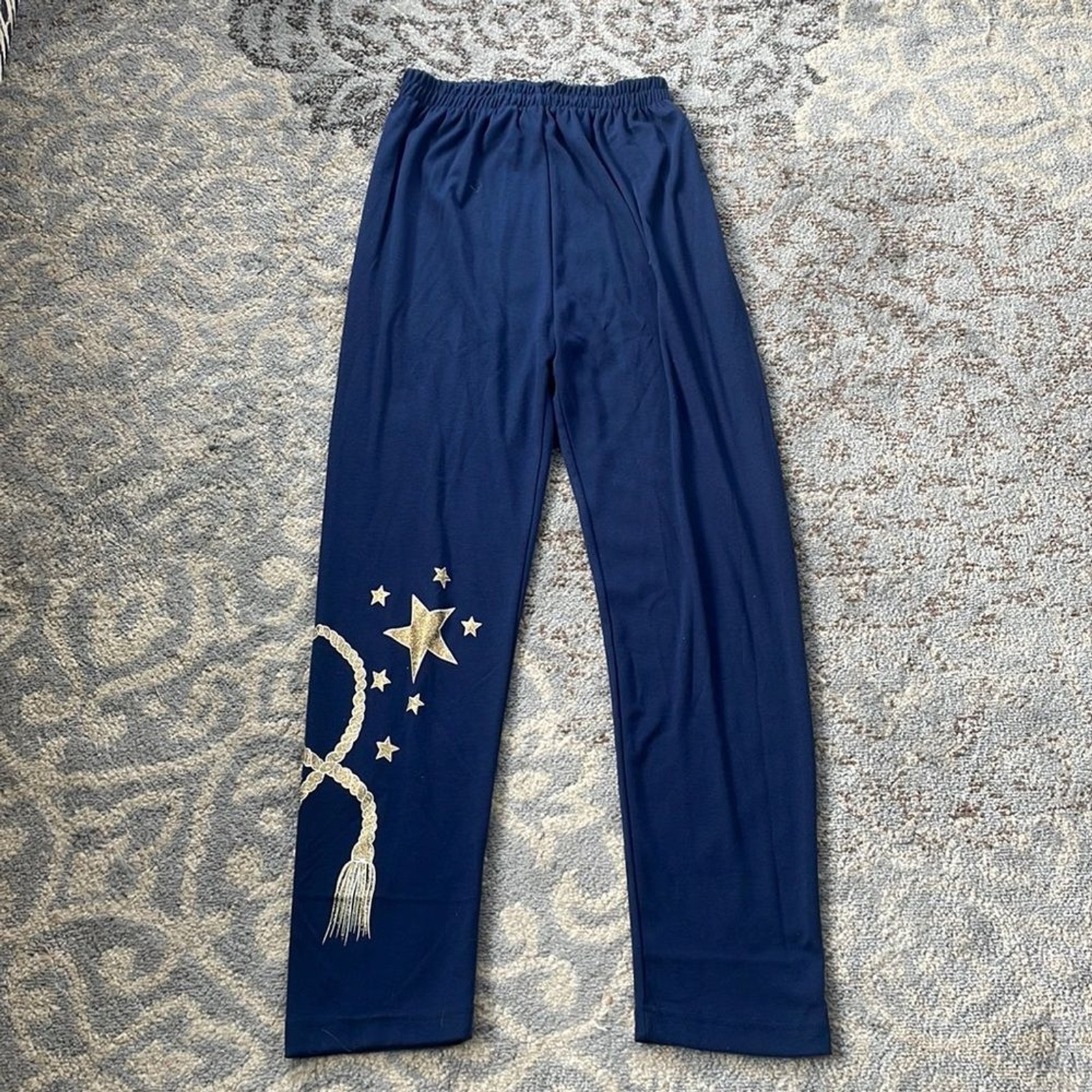 Rafael Vintage Elastic Waist Nautical Pants Navy & Gold Medium