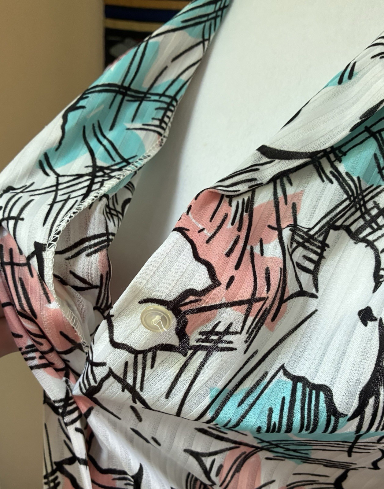 Vintage 80s Graff California Wear Abstract Floral Blouse Grandma Core M USA Made