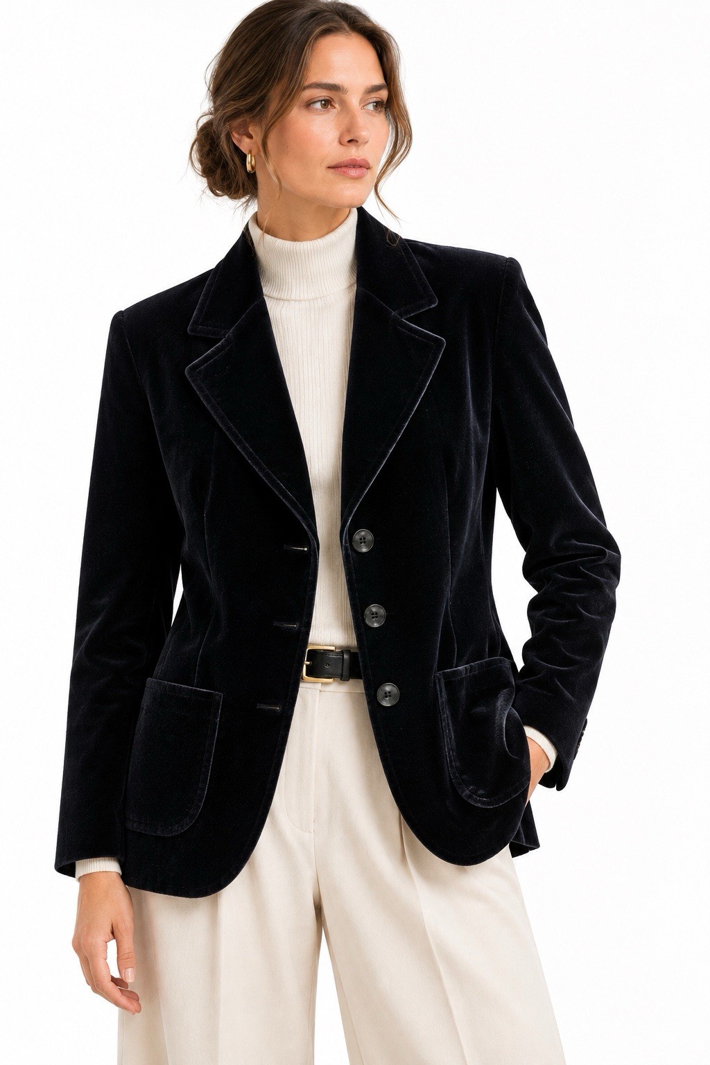 vintage 70s BLACK VELVET BLAZER medium quiet luxury modern minimalist retro cool