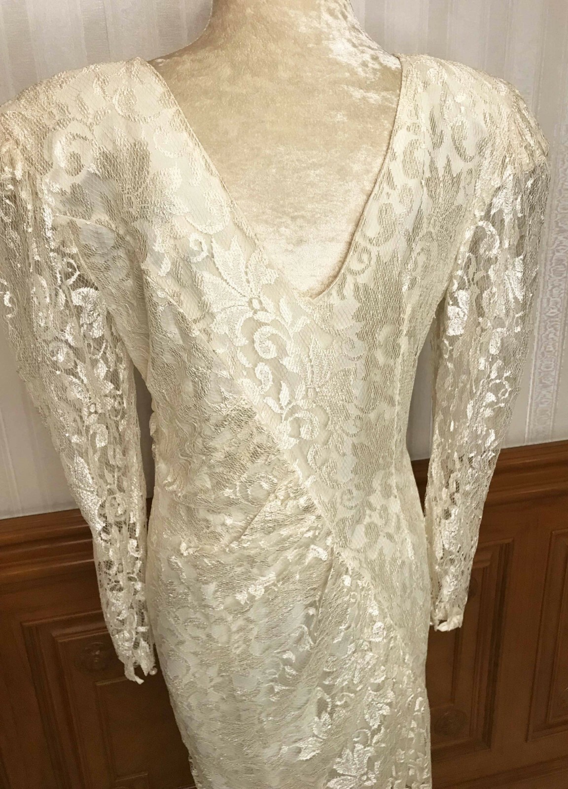 Vintage A La Carte California Lace Formal Party Dress Gown Ivory Sz 11/12 USA