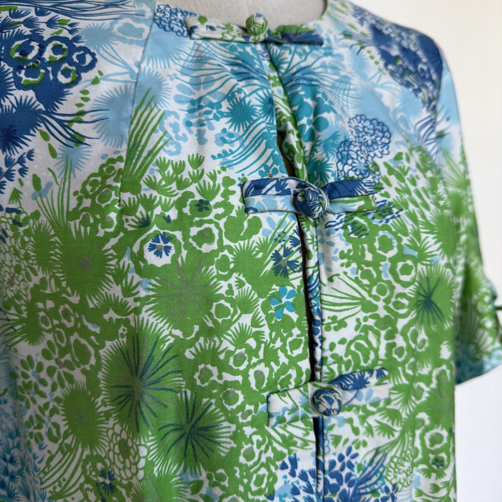 Vtg 60s Paradise Hawaii Orange Floral Tropical Hawaiian Dress L
