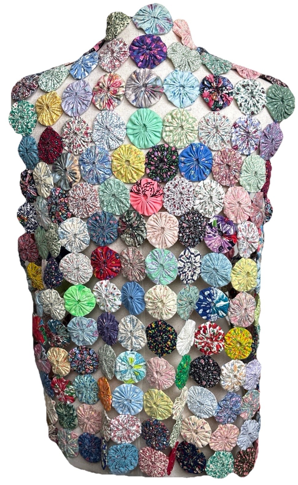 Vintage Handmade Yoyo Penny Quilt Vest One Size Cottagecore