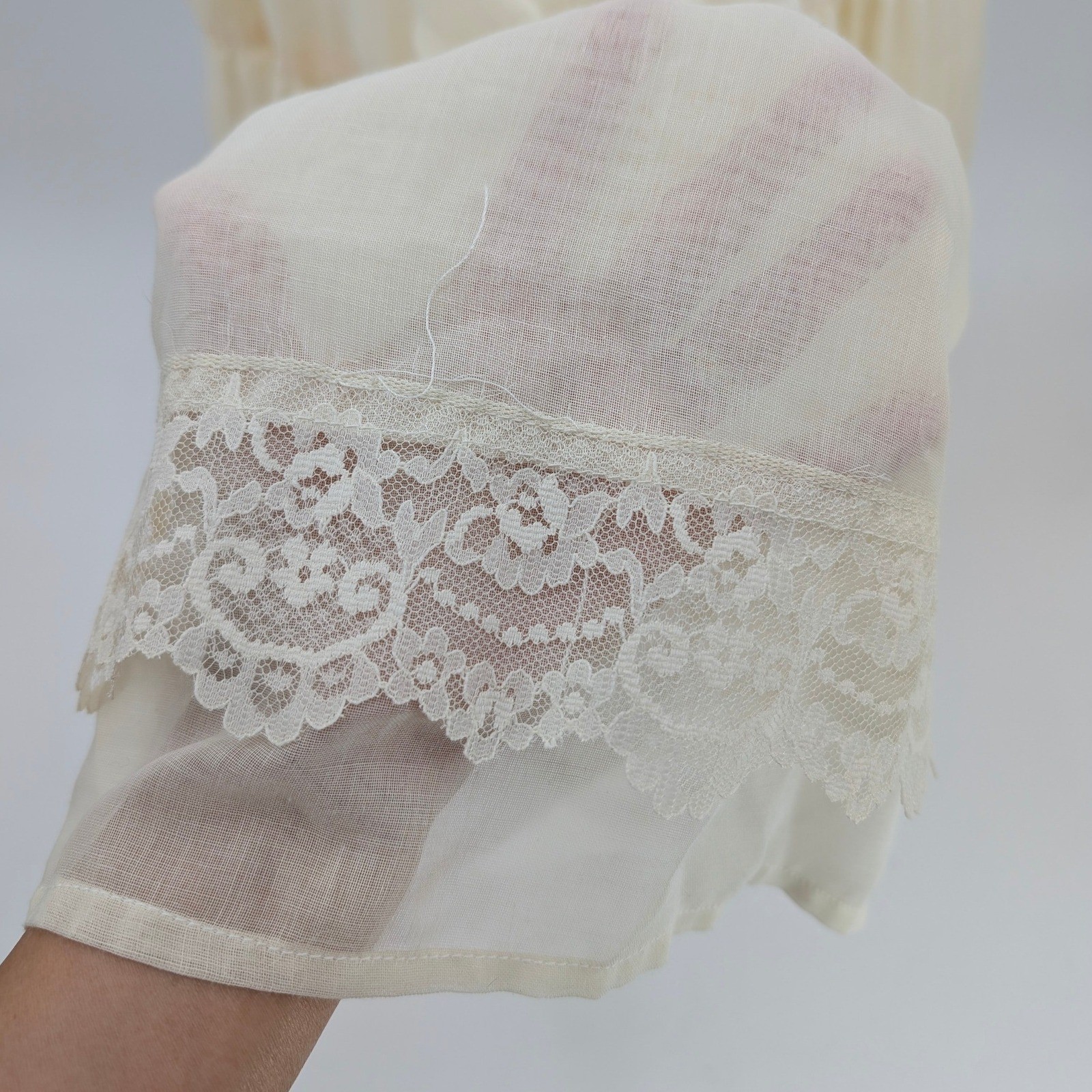 Vintage Gunne Sax by Jessica Ivory Lace Prairie Maxi Dress Romantic Boho Sz 13