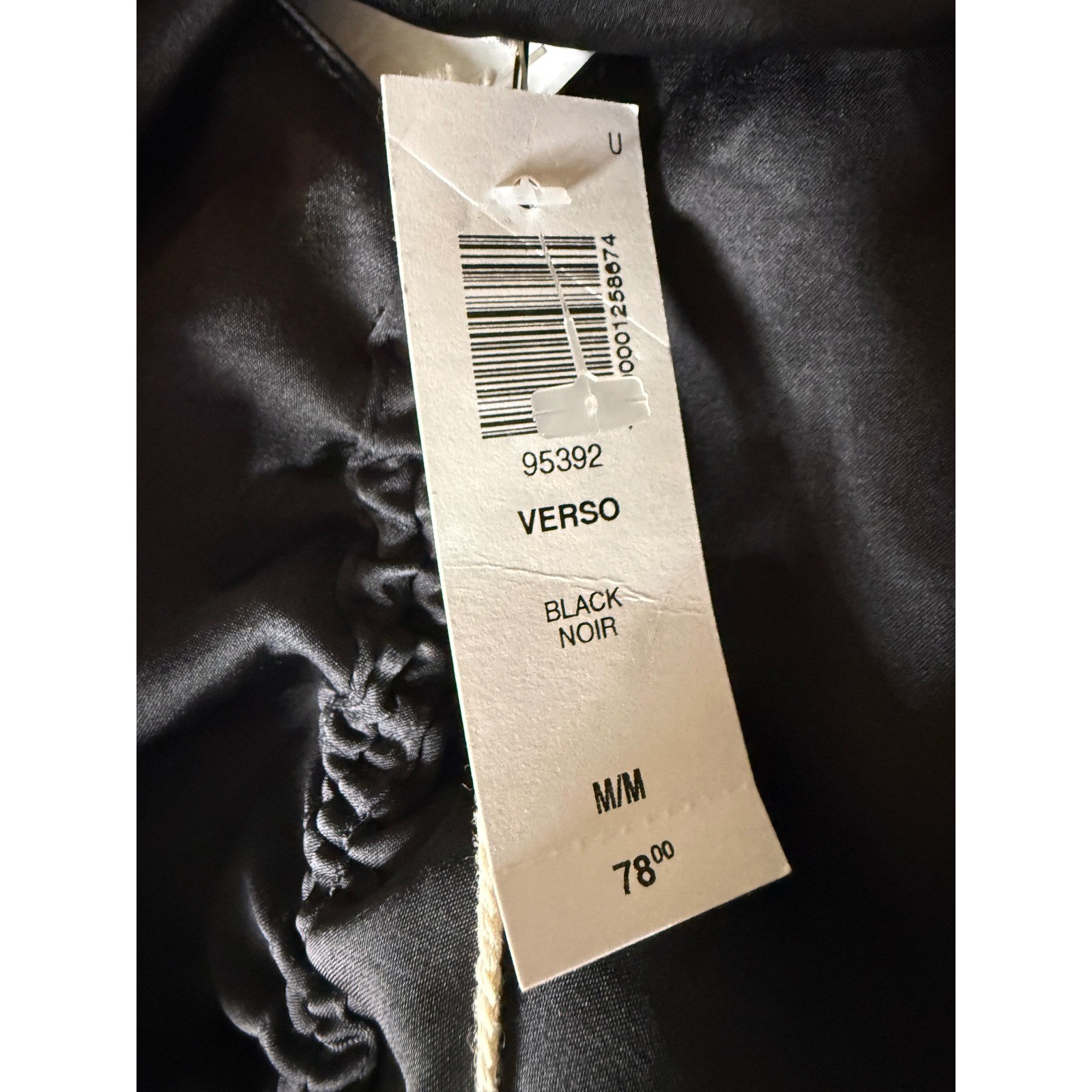 Aritzia Wilfred verso cami black satin rouched front medium NWT
