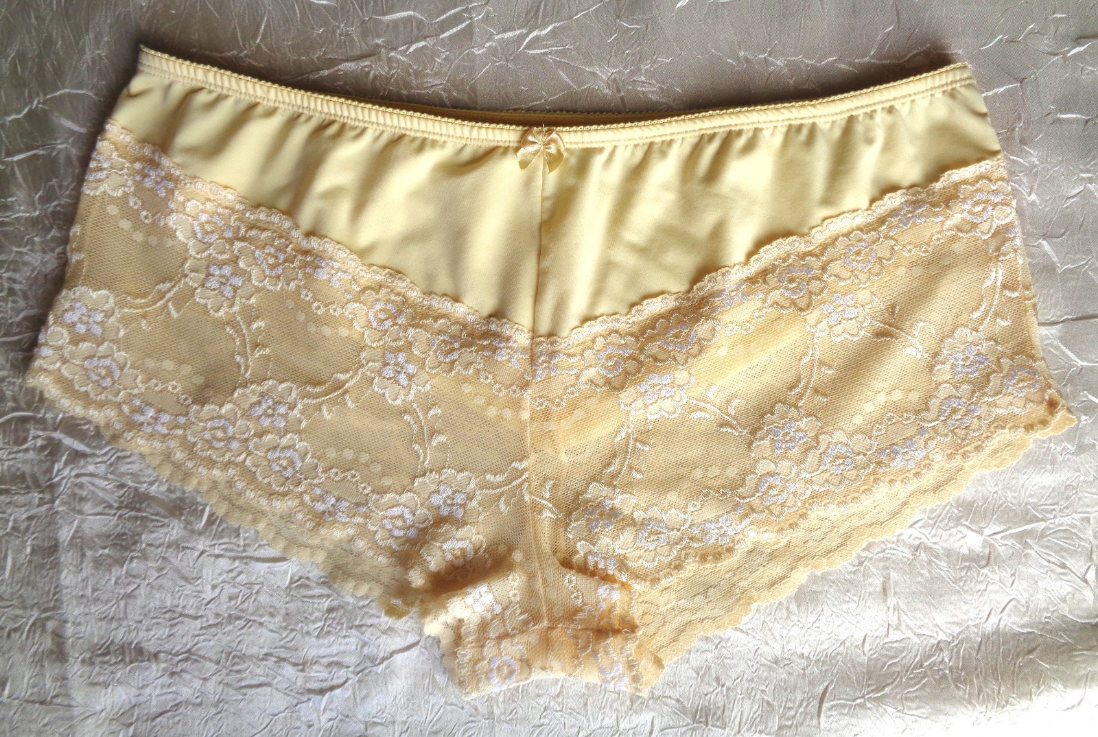 Vintage Lemon Yellow Lace Quality Nylon Panties Size 1X