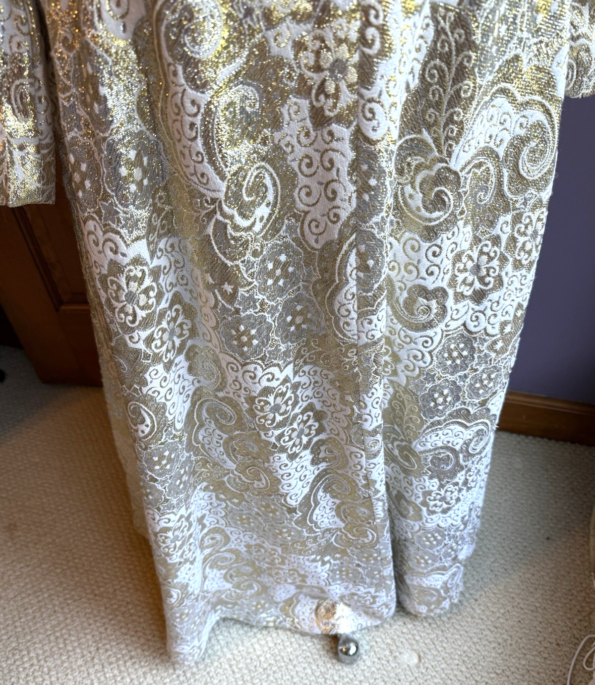 Vintage handmade Silver and Gold Brocade Dress, medium, Stunning !!