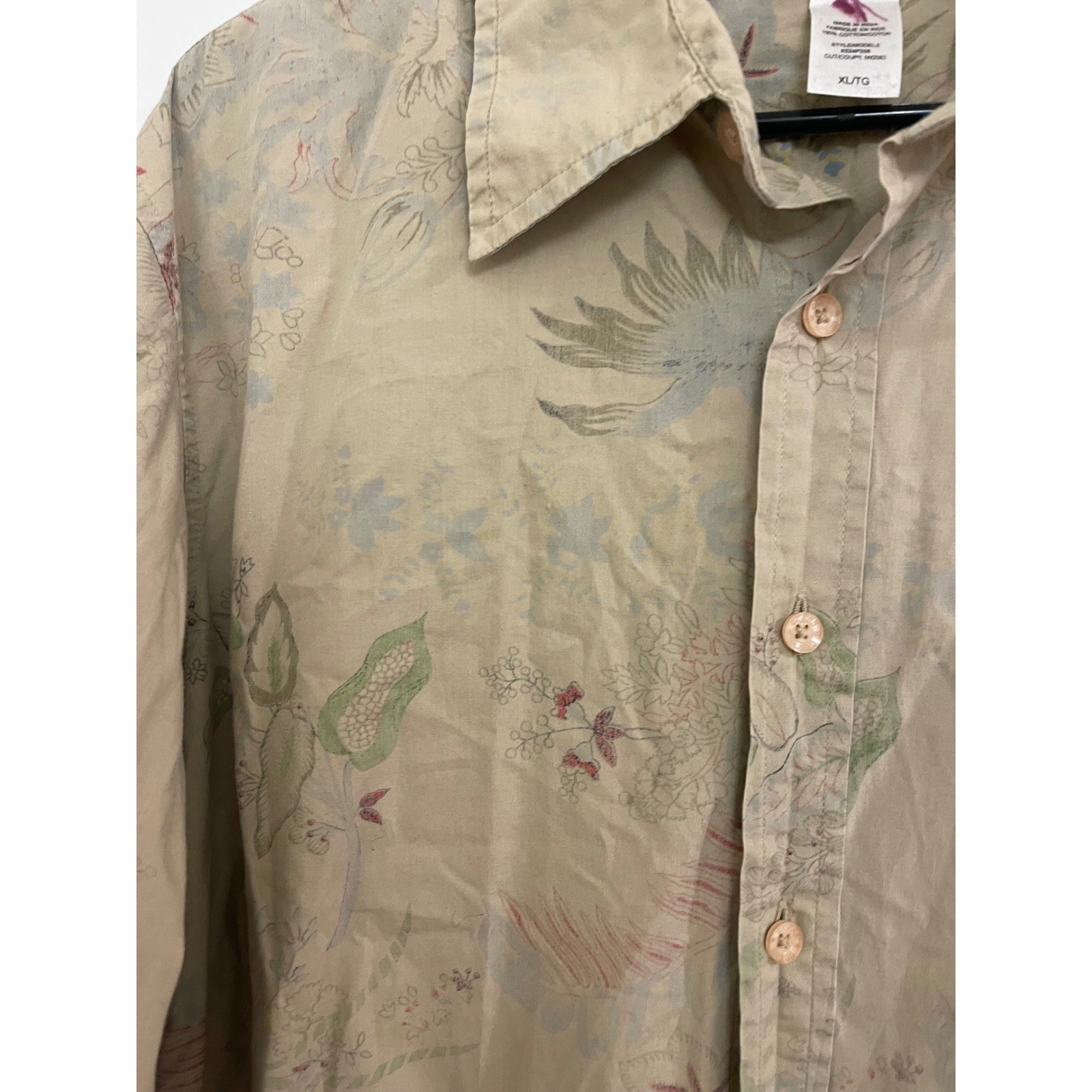 Vintage Y2K Guess Button Down Shirt Floral Leaves Plants Chic Boho