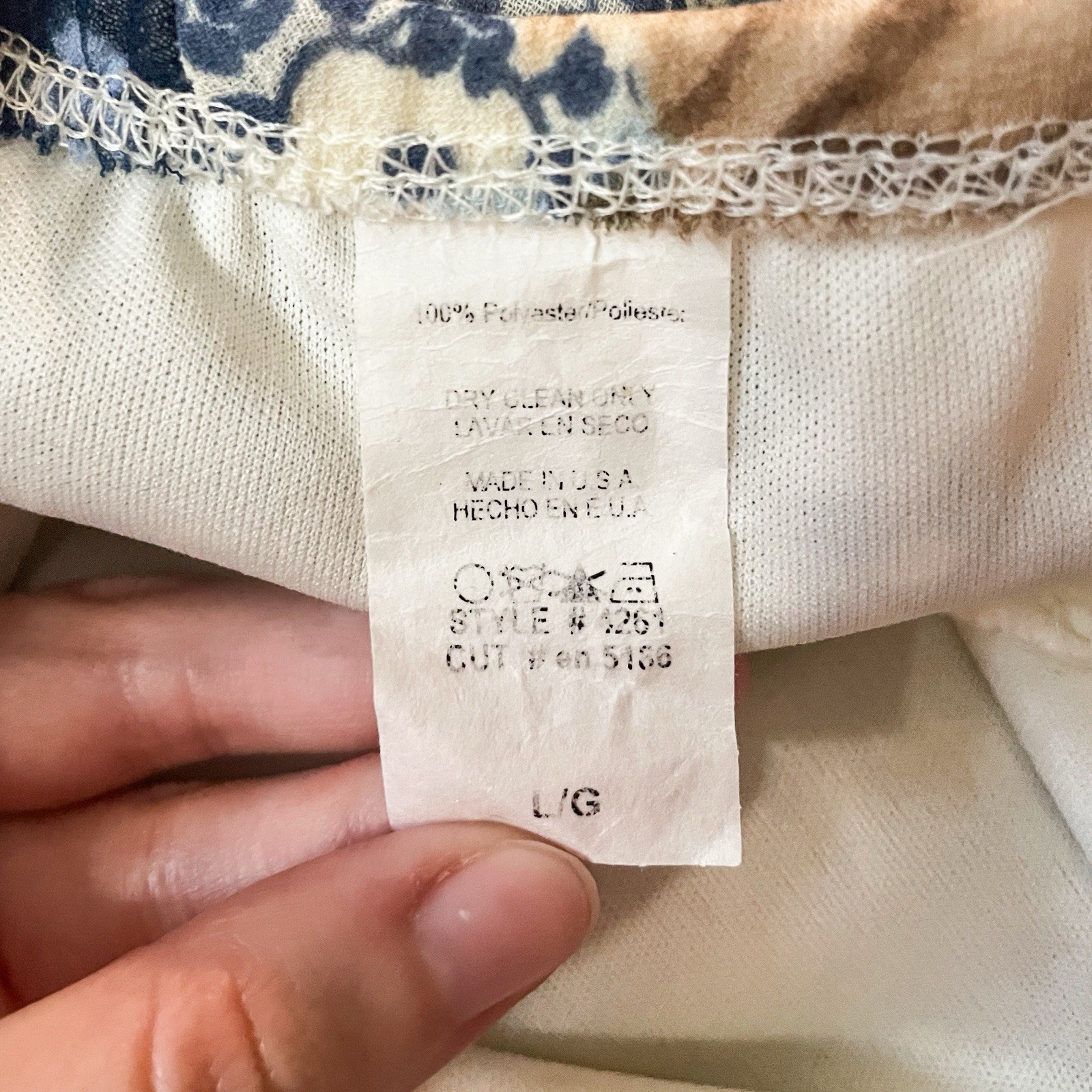 Y2K Blue And Cream Floral Patchwork Print Midi Skirt Size L