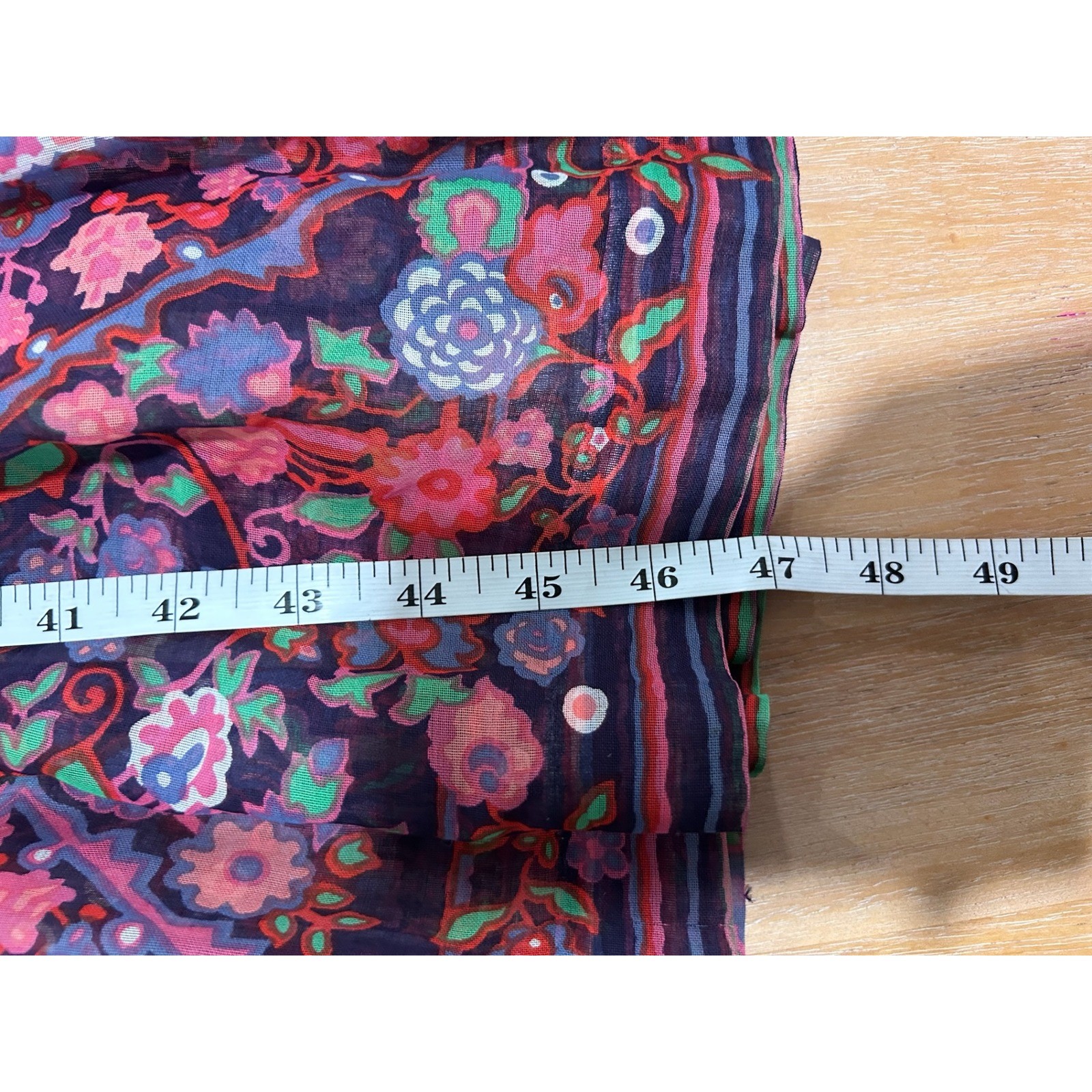 VintageTed Lapidus Paris Floral Dress Sz 42 Navy Blue Boho Ruched Feminine Fairy