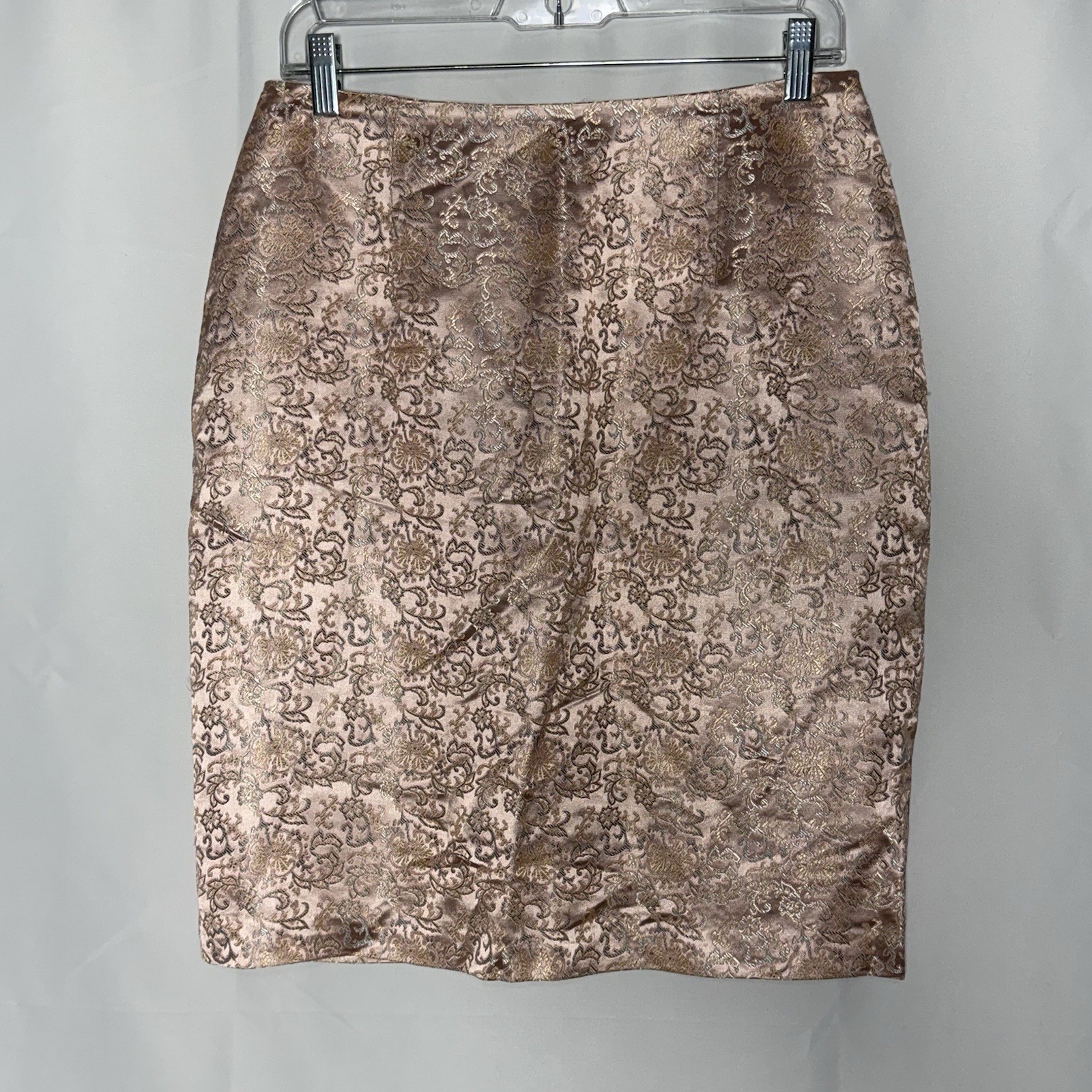 Vintage Scott McClintock Pink Satin Floral Rayon Brocade Spring Skirt Size 10
