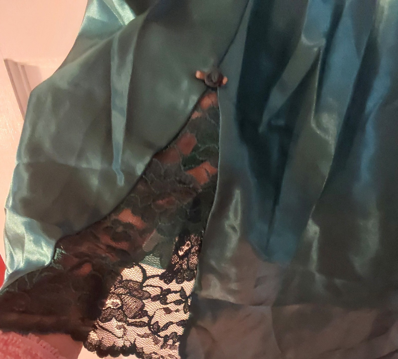 Vintage??? Liquid Smooth Hunter Green California Miss Nightgown Size Large