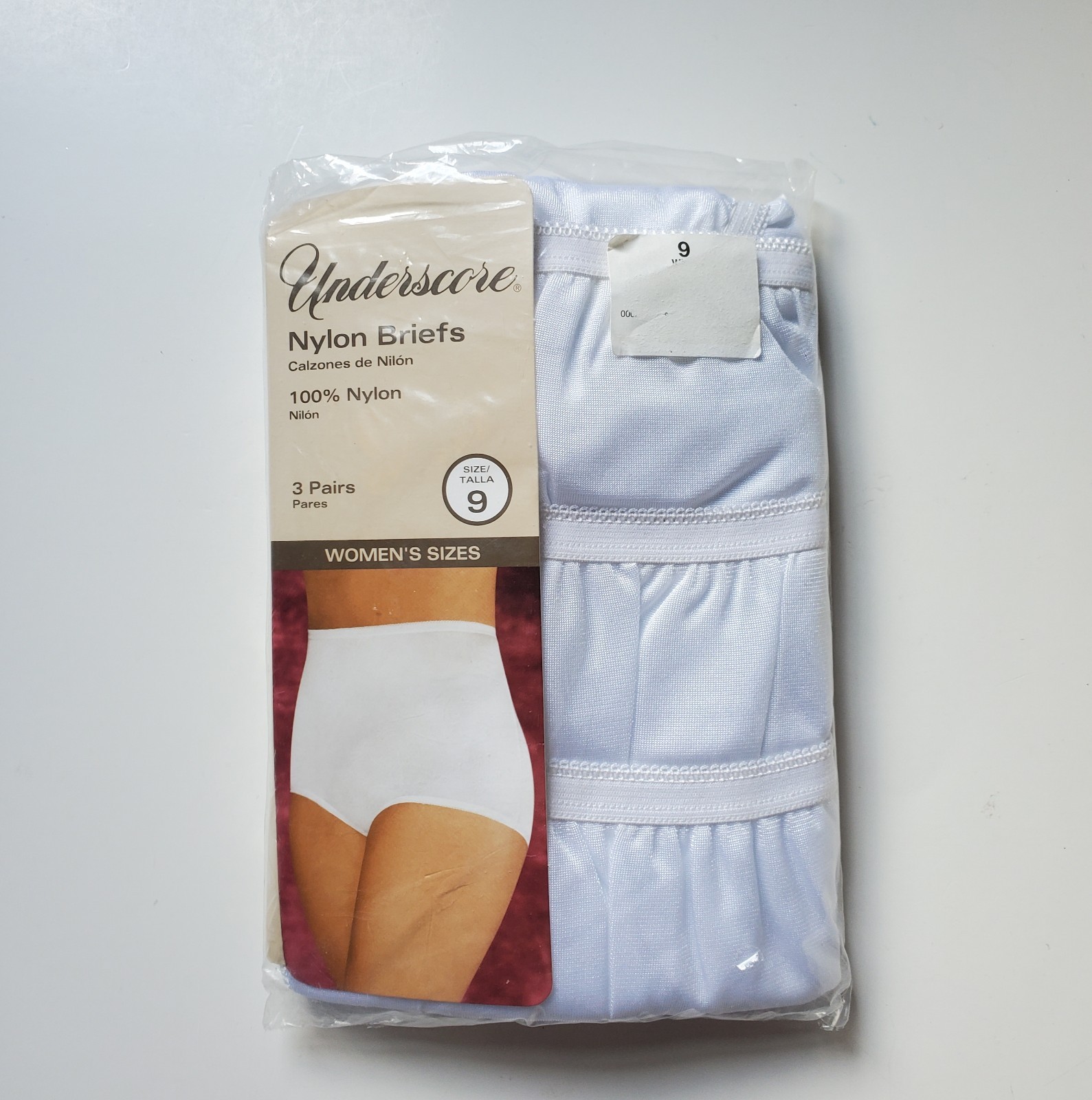Vtg JC Penney Underscore Nylon Full Briefs Panties Size 9 White 3 Pair Underwear