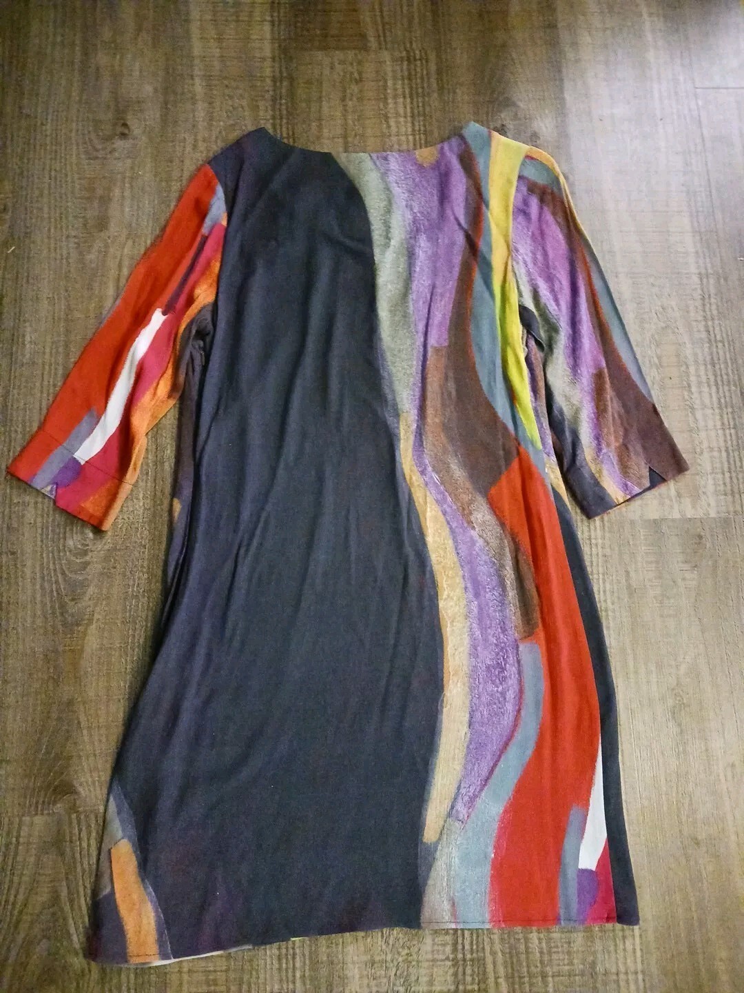 Vtg. Claire Desjardins by Carre Noir Paint Stroked Watercolor Dress Size M