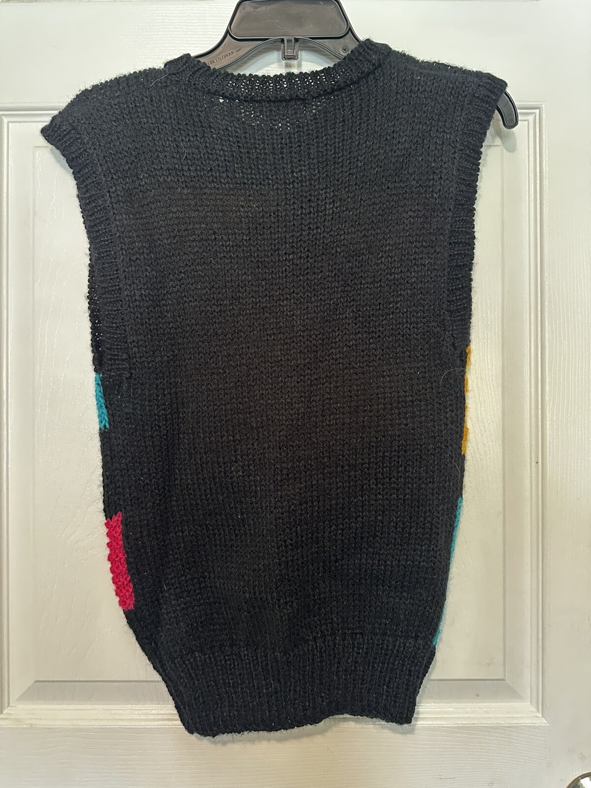 1980s Verve Sweater Vest Small Black Neon Stripe Knit Preppy Retro Vintage