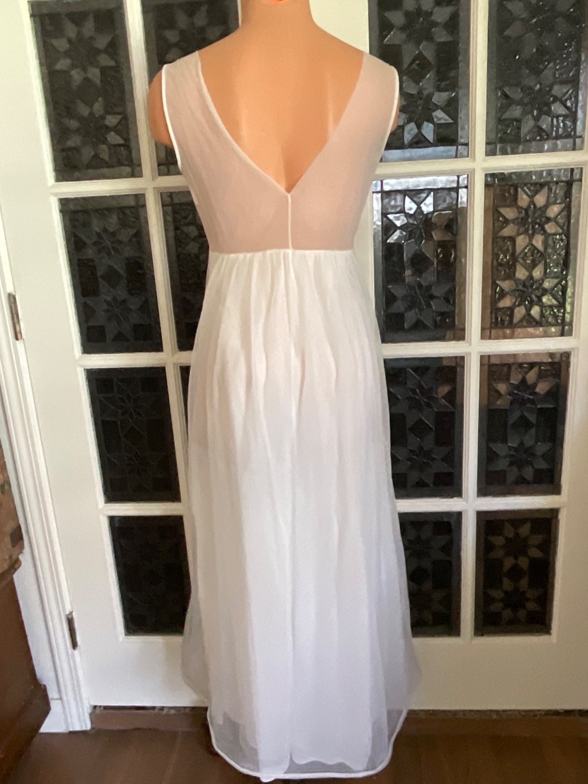 Vintage Lisette Nightgown Silky Nylon Sheer White Chiffon Gown Nightwear Sz. S