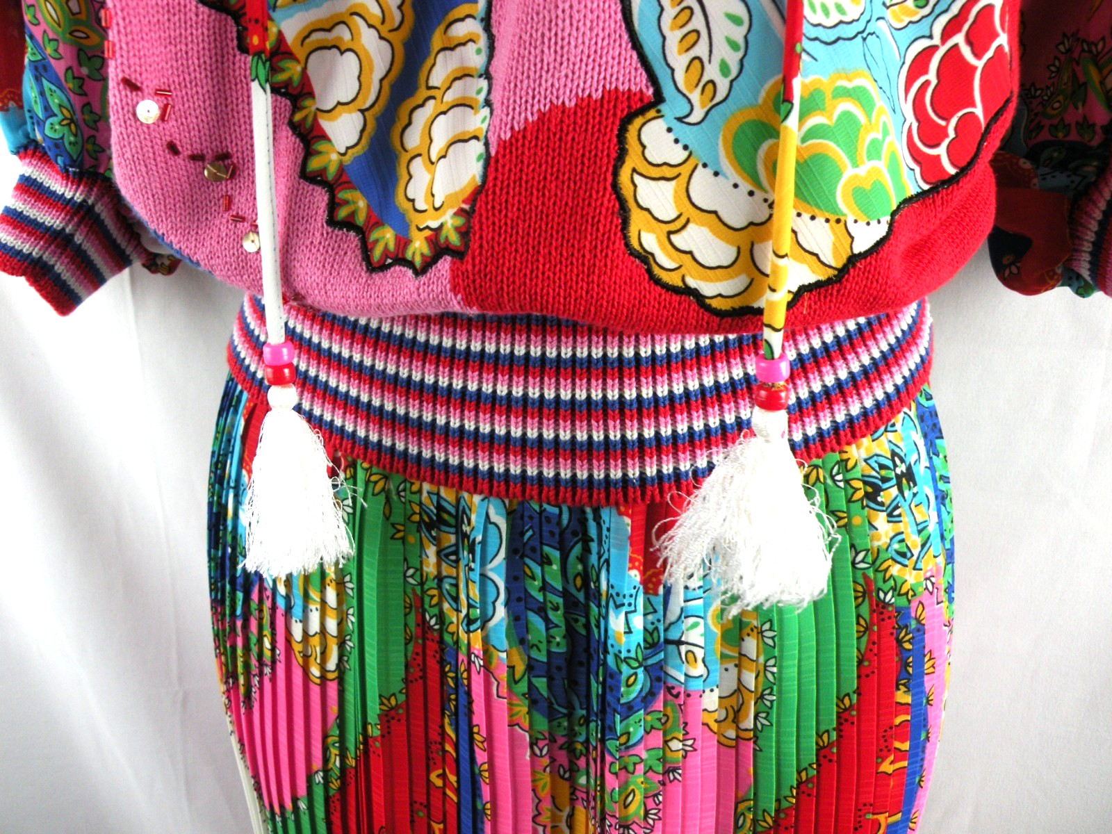 Vintage 80’s Diane Freis Georgette Skirt and Sweater Set Floral Small