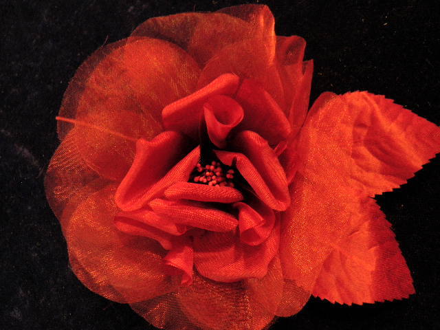 Millinery Flower Bright Red 5″ Filmy Silk Organza Hat Wedding or Hair KM4 B