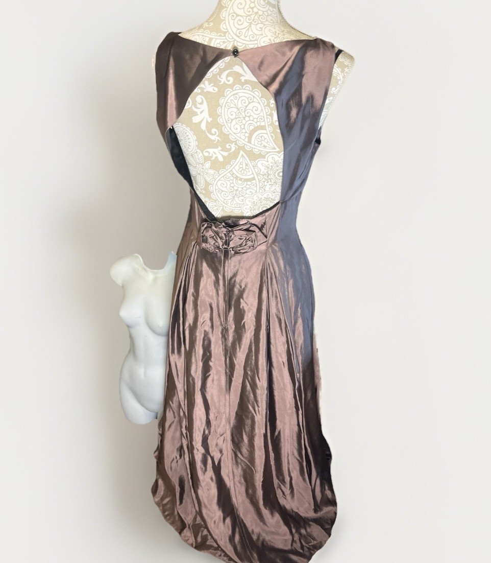 Vintage 1990s Y2K DRESS Metallic Rose Gold Formal Prom Gown Party All That Jazz