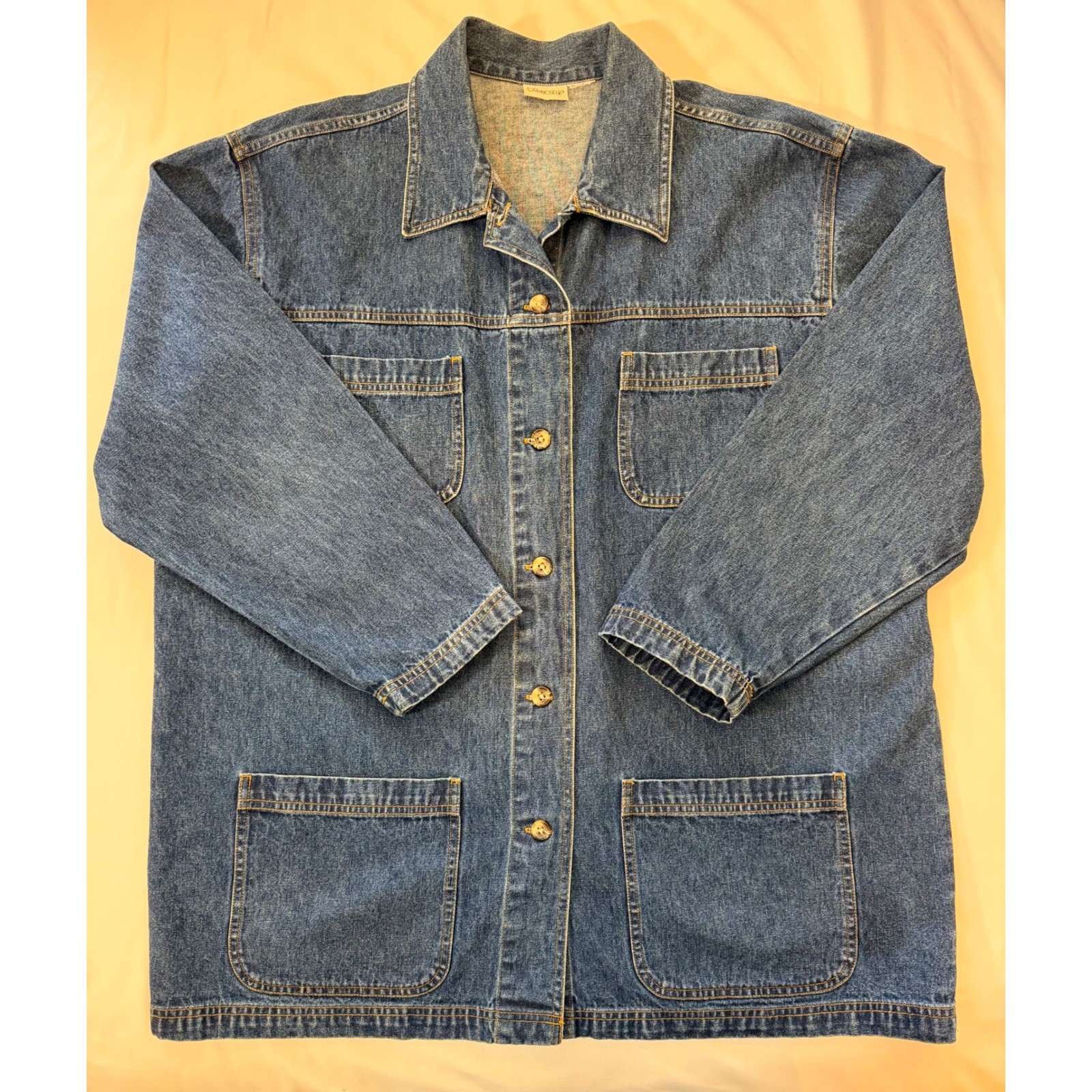 Vintage Denim Chore Barn Jacket Cabin Creek Button Front Utility Coat 2X / XL