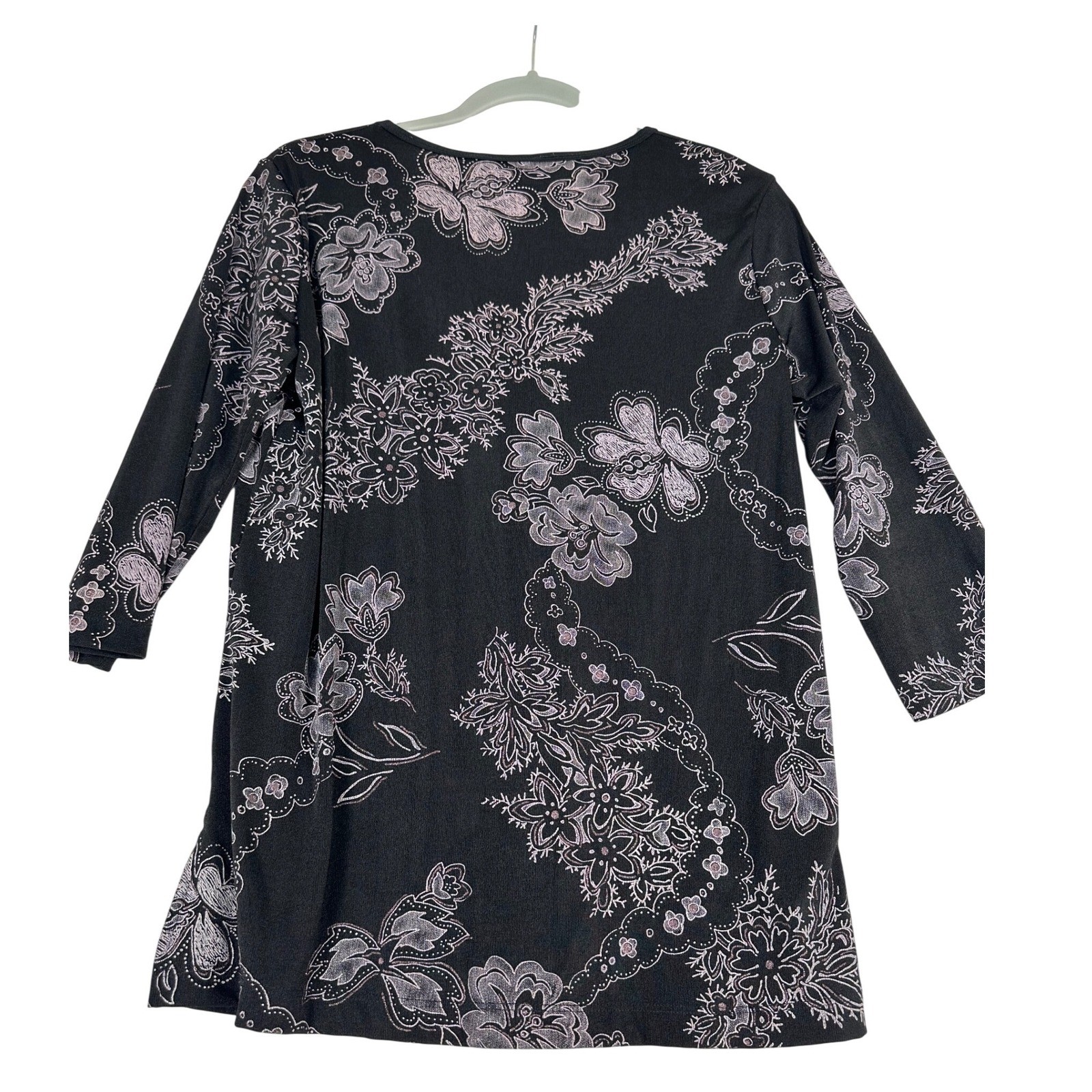 Vintage Carolyn Strauss Floral Top Womens S Black 90s Y2K made in the USA
