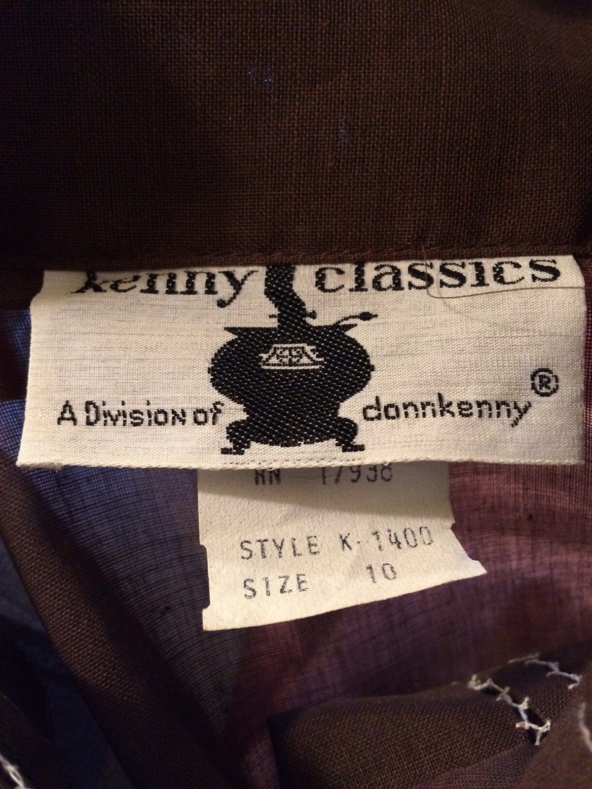 Kenny Classics 60s Sheer Brown Blouse w/Solid White Skirt Accent Stitching-Sz 8