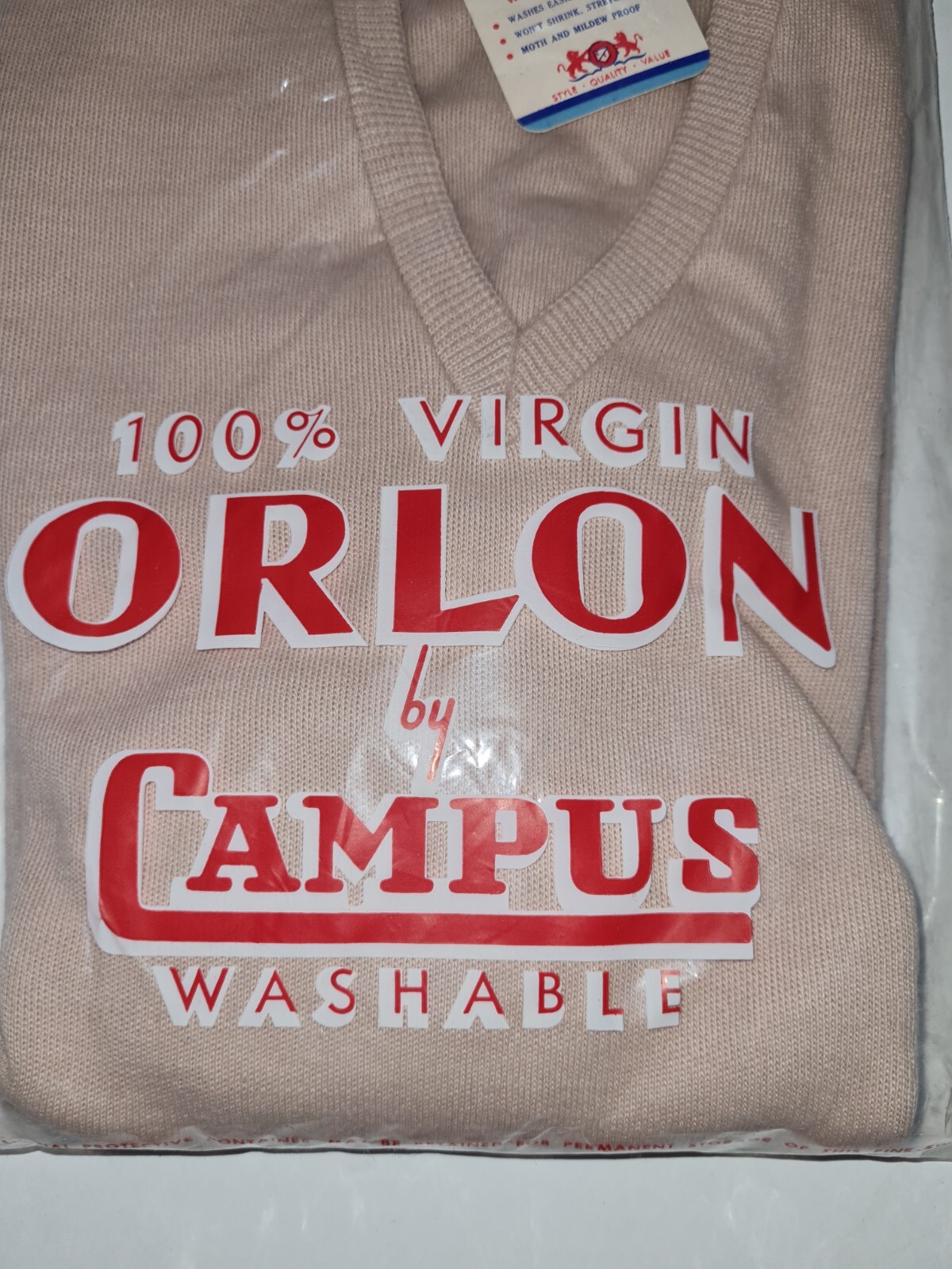 Vtg Orlon by Campus Sweater Womens Size 42 V Neck Camel Brown 50s New