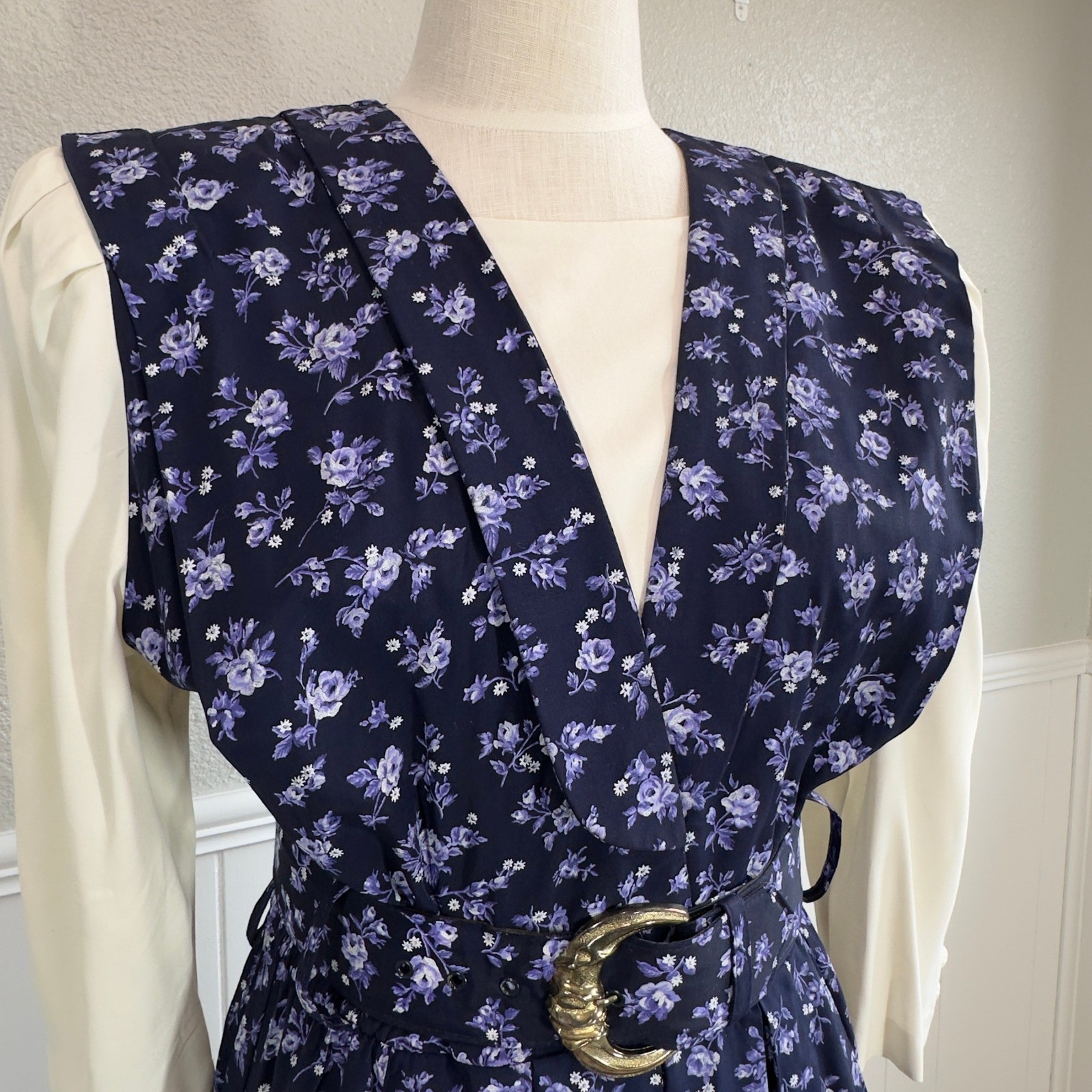 Vtg SL Fashions Womens 8 Feminine Dress Cottagecore Garden Academia Prairie 80s
