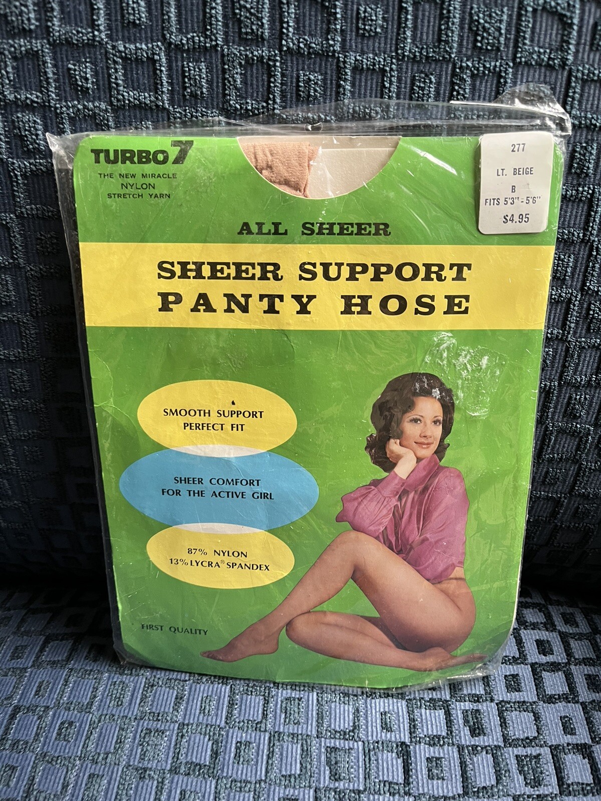 Vintage TURBO 7 New Miracle Panty Hose Sheer Support Lt Beige B New