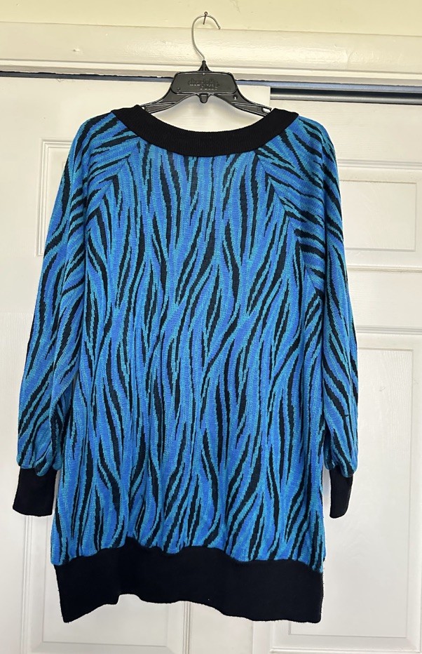 Women’s VINTAGE 80s Top Notch Geometric Sweater Red Black, XL