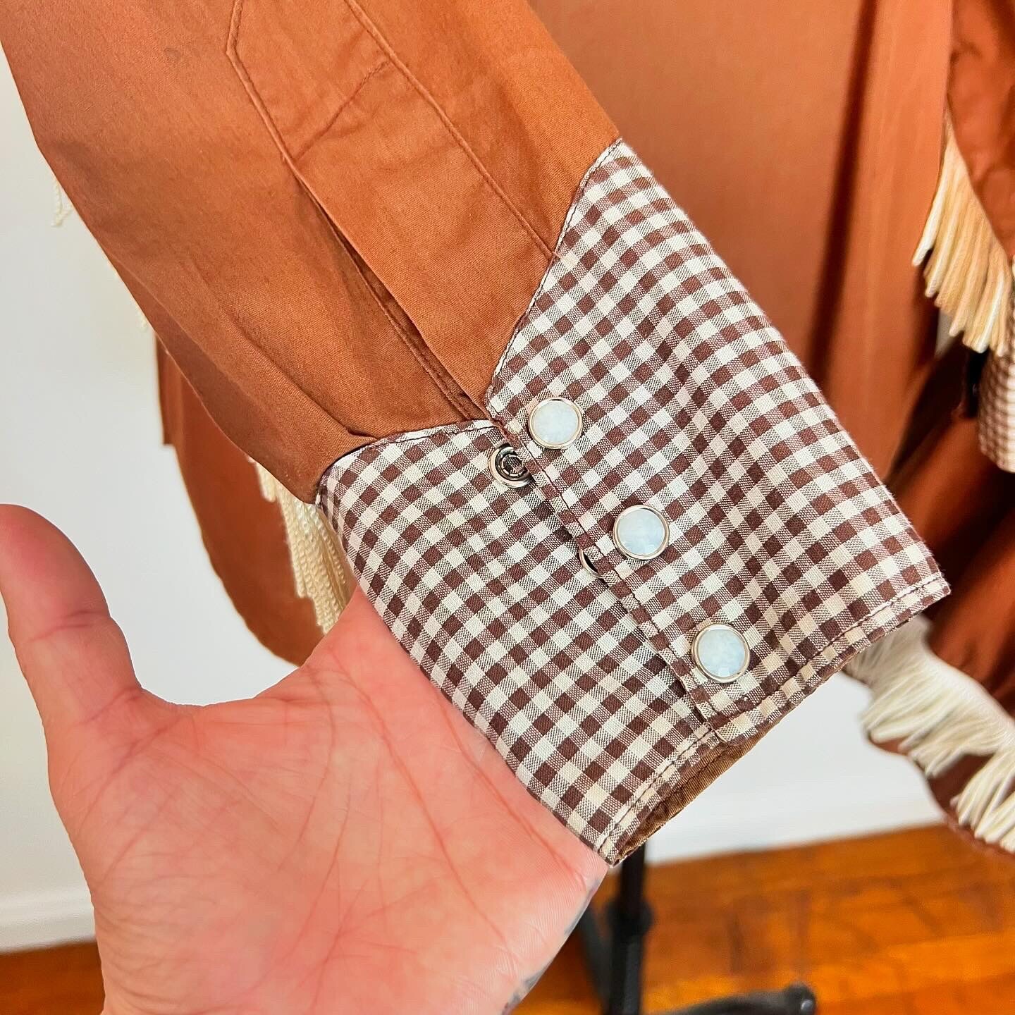 HIS & HERS 60’s Vintage Western Gingham Fringe Shirt Circle Skirt Suit S M L Xl