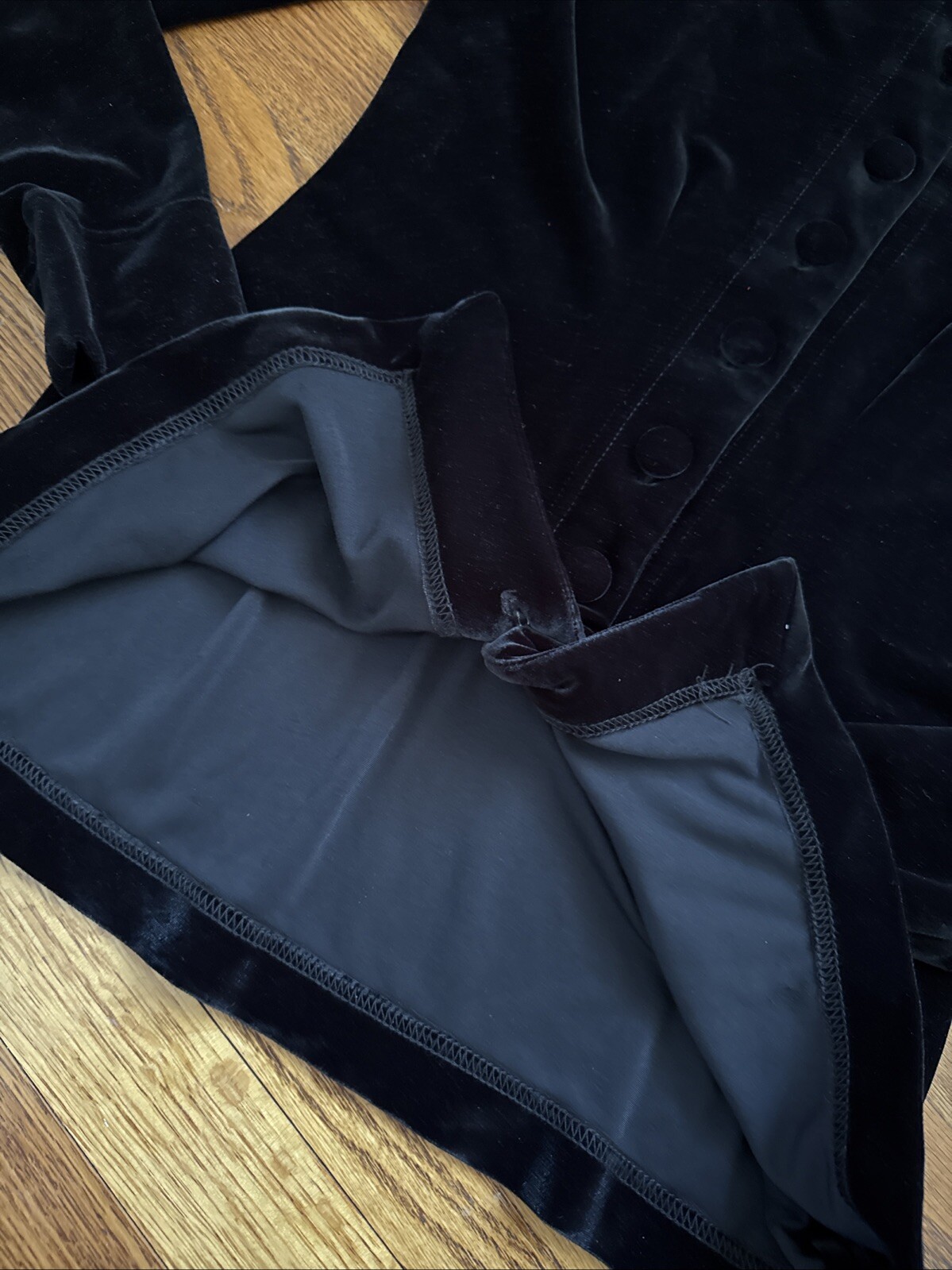 Vintage Bruno Duluc Kush Velvet 2 Pieces Jacket Skirt Velour Stretch Size S