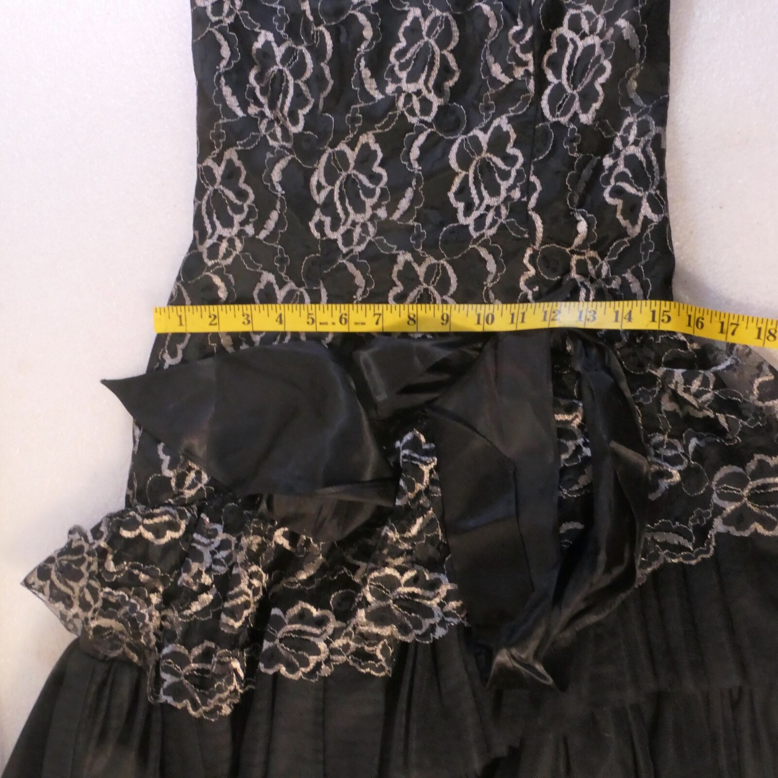 VINTAGE WOMANS 1950’S ROCK N ROLL PUNK CHIFFON DRESS BLACK FLORAL SIZE ?