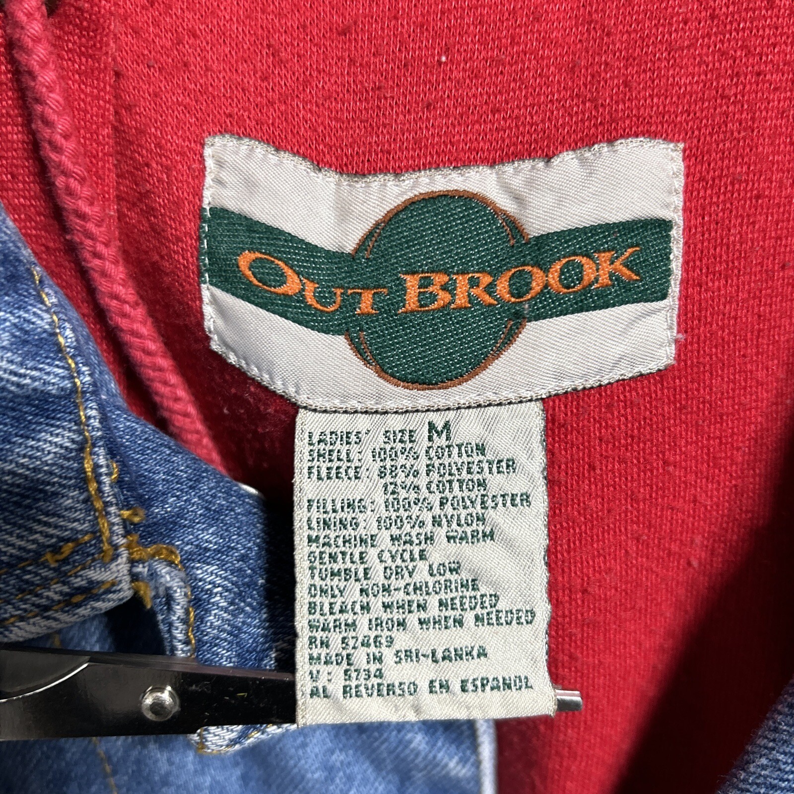 Out Brook Vtg 90s Grunge Denim Jean Hoodie Vest Jacket Coat Women’s Size Medium