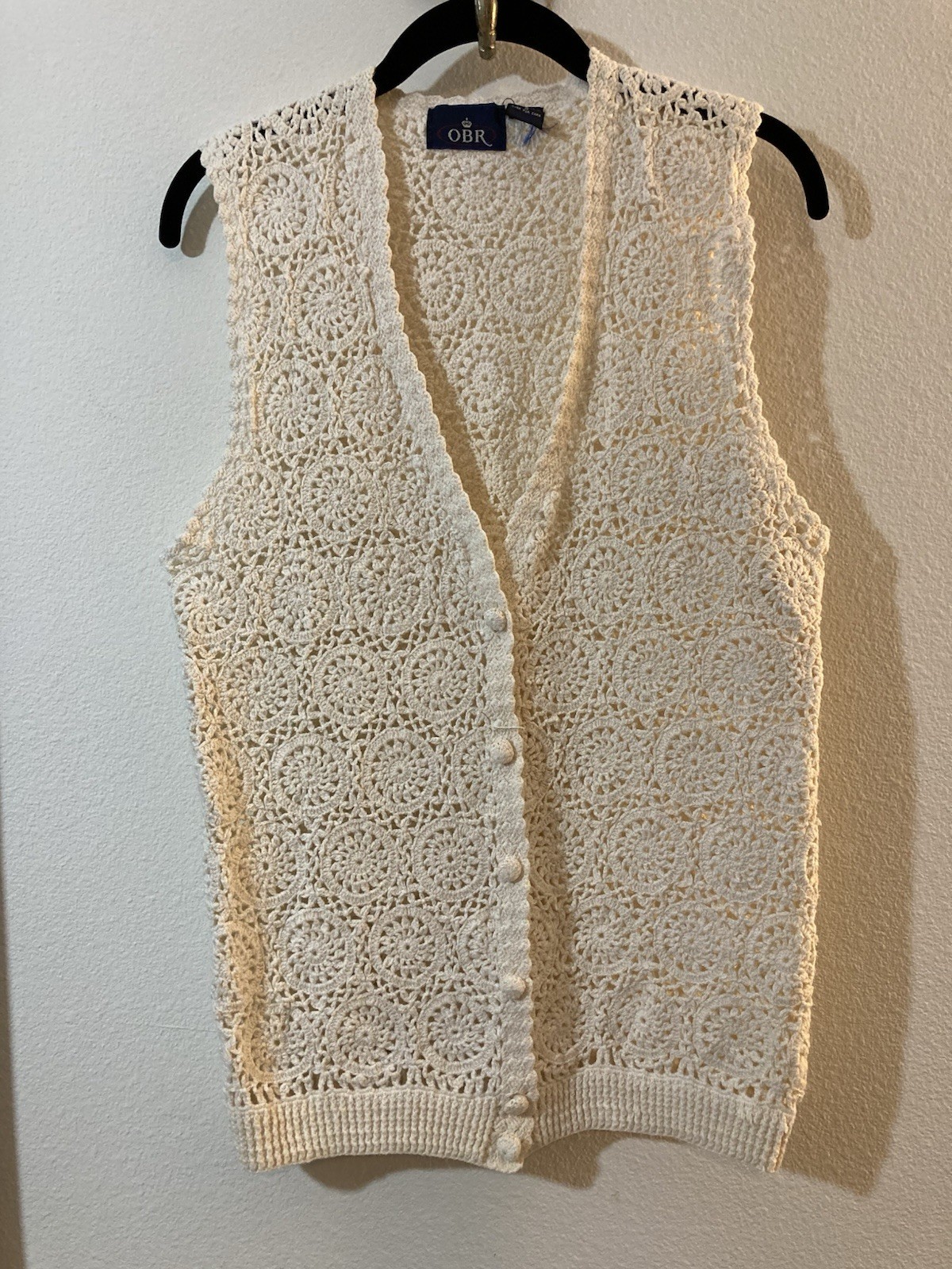 Vintage 90’s Crochet Knit Sweater Vest Outback Red Size S