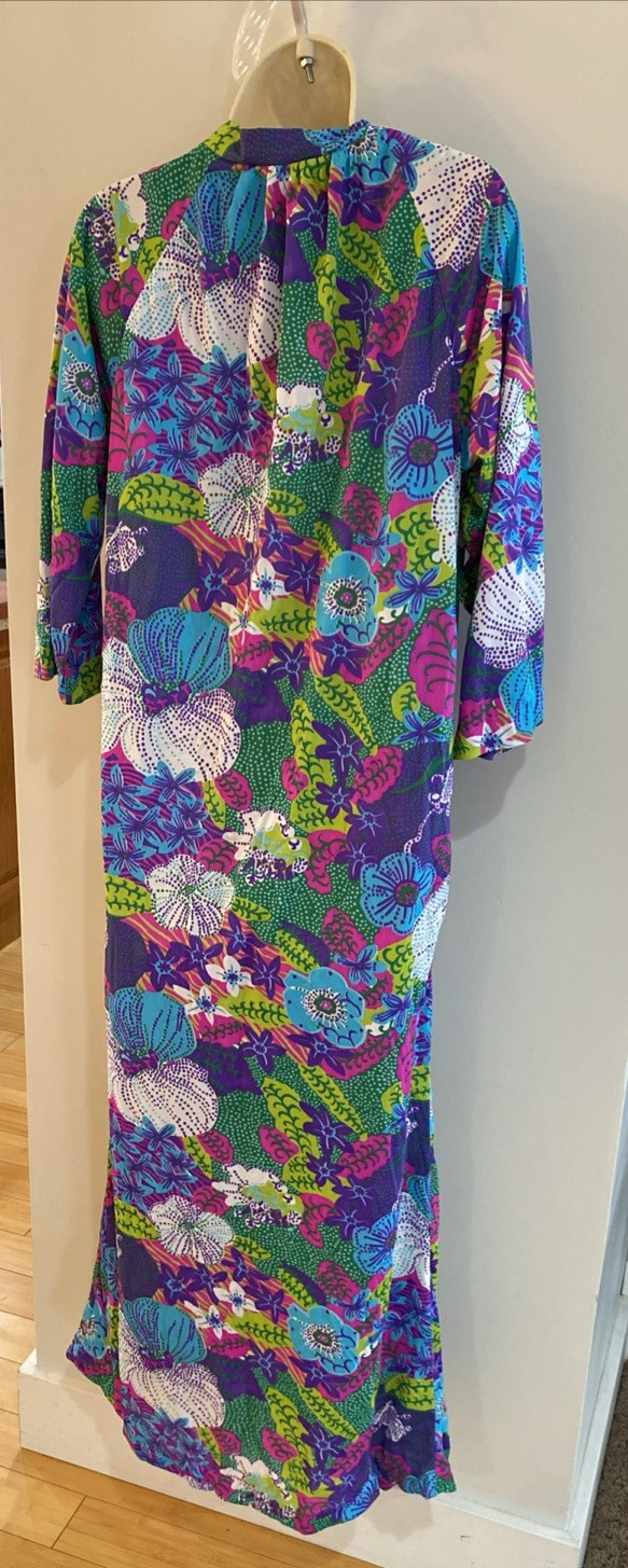 VTG 60’s Mod MCM Dela-Ann Loungewear M Psychedelic Maxi Robe House Coat