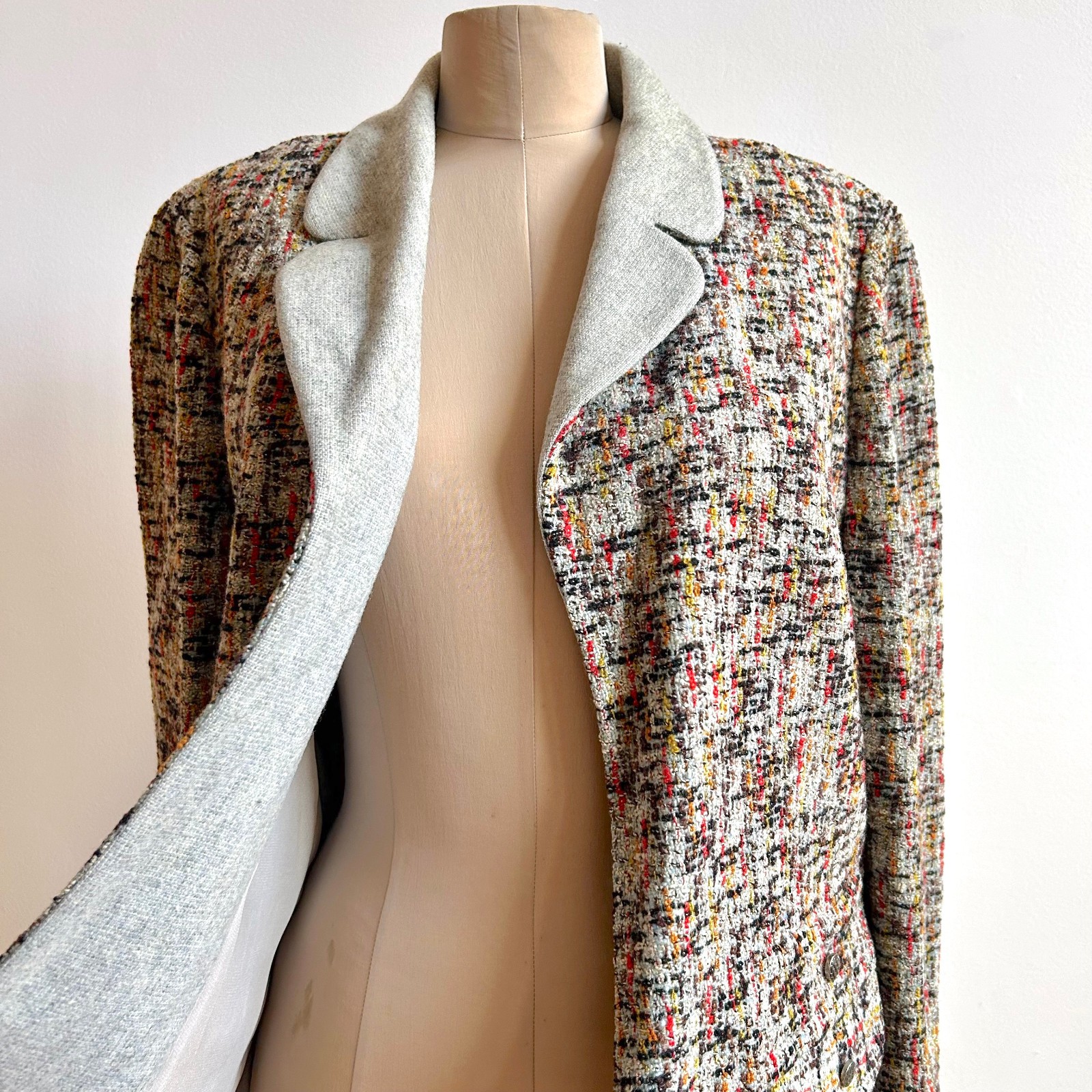Vintage 1950s Snowstorm Tweed Tailored Blazer Jacket Maisel sz L Open Front