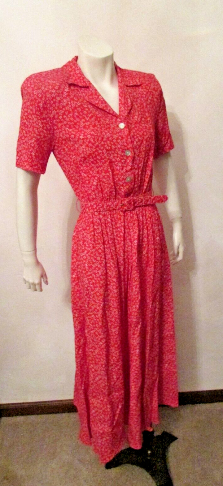 Carol Anderson Floral Rayon Belted Secretary Tea Garden Party Dress 2 USA made
