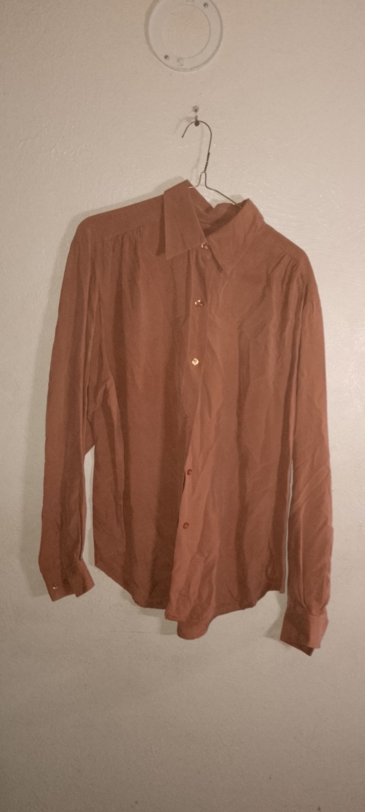 Vtg,FAGI Women’s LG,Refined Silk, Button Down Long Sleeve, Terracotta,Old Money