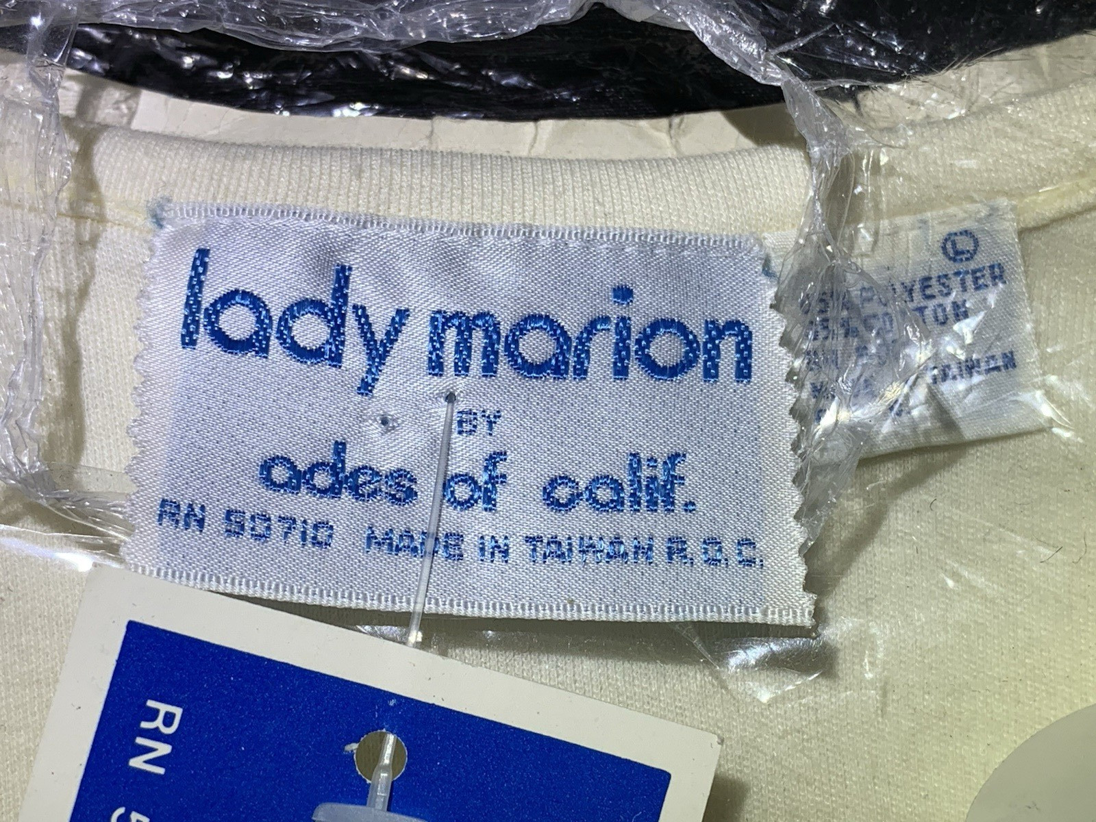 Vtg NOS Lady Marion Women Size Large T-shirt Embroidered White Top Sports