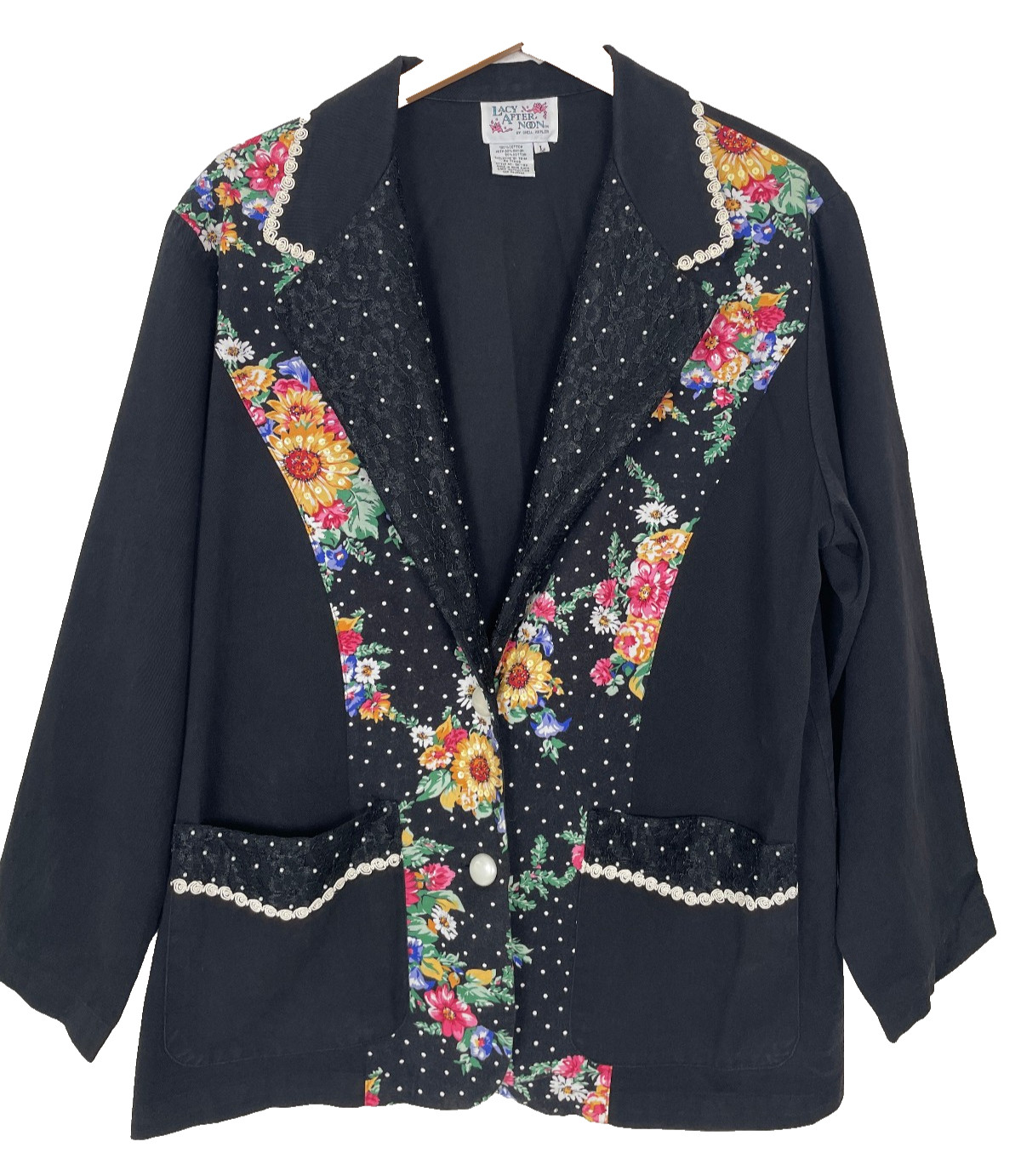 Vtg 80s 90s LACY AFTERNOON Jacket Mary Engelbreit Style Embellished Cottagecore